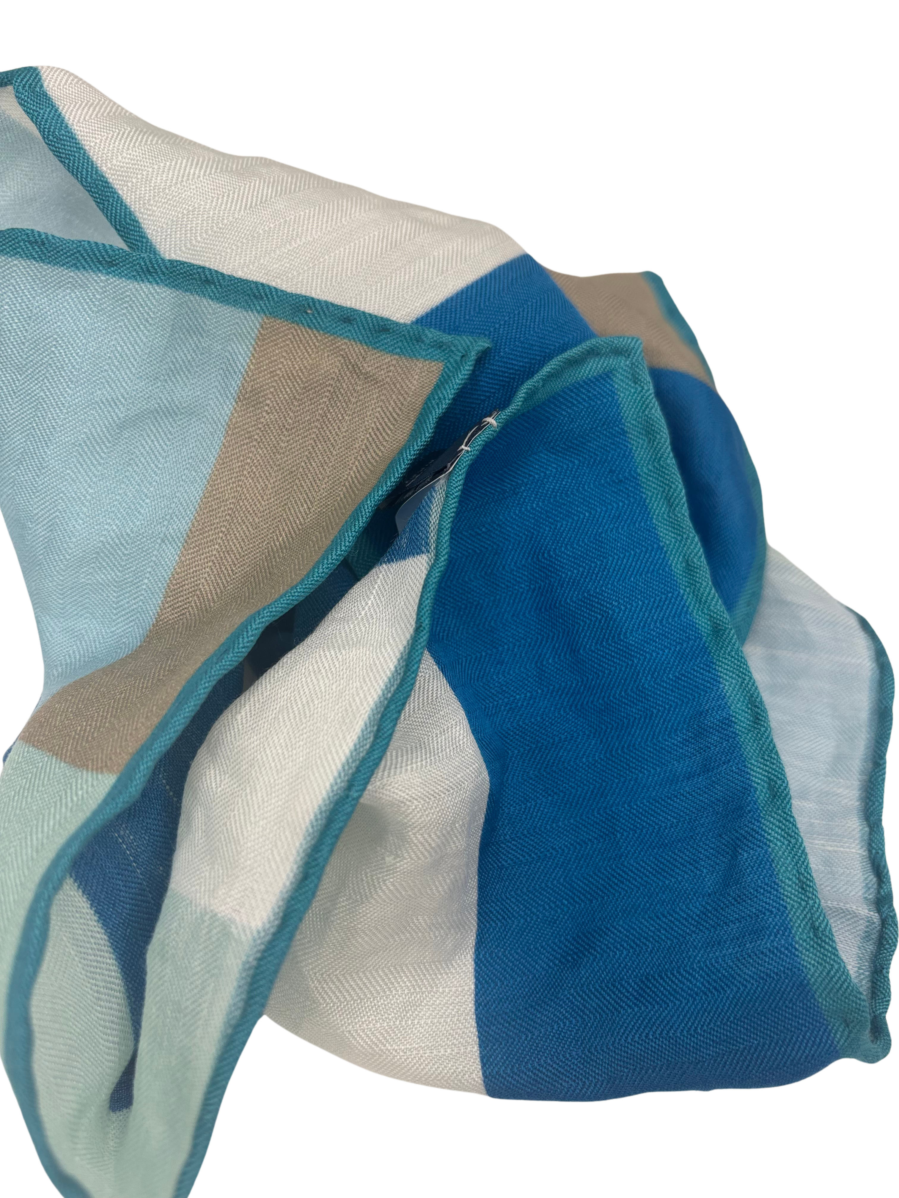 Einstecktuch blau/beige Fischgrät