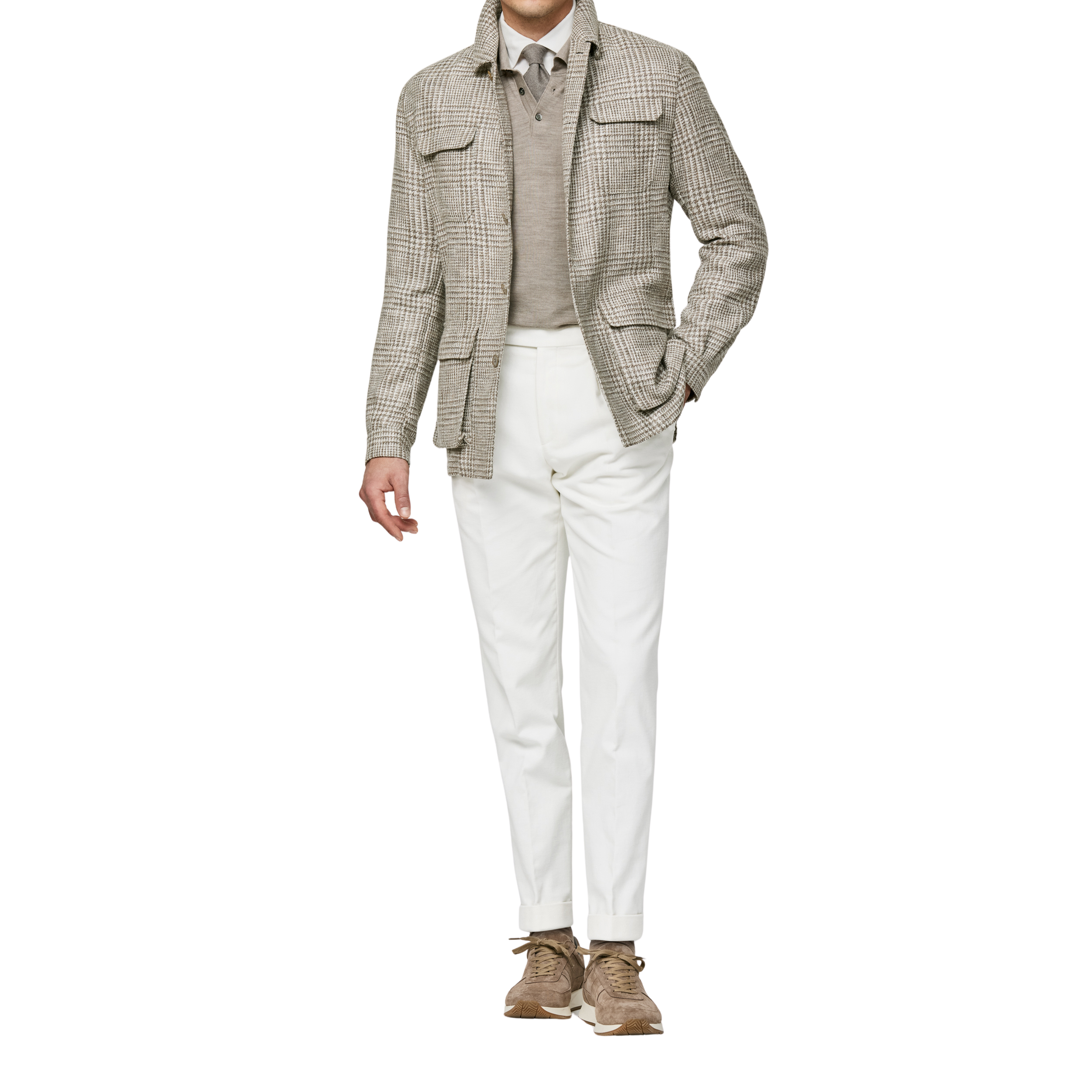 Gemischt Braune Shirtjacket mit Glencheck