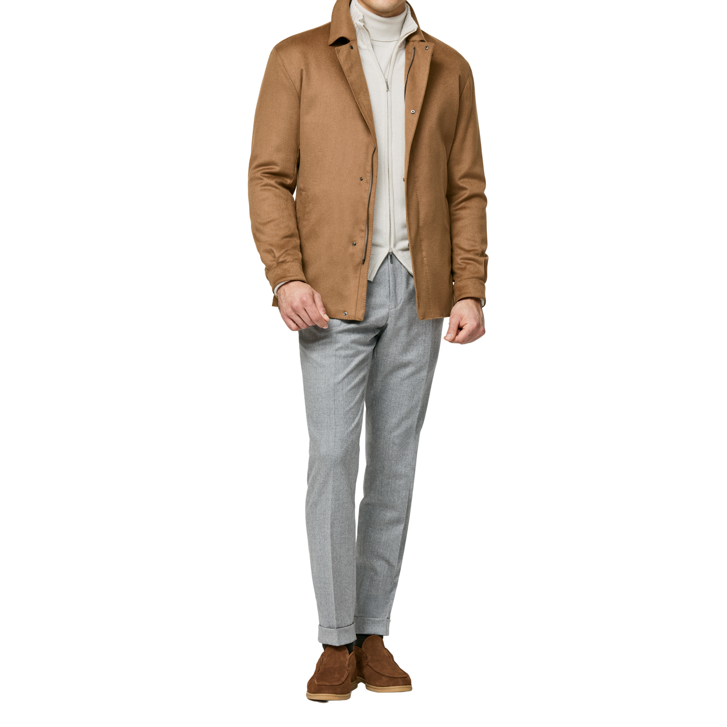 Zimtfarbene Shirtjacket aus gebürsteter Yakwolle