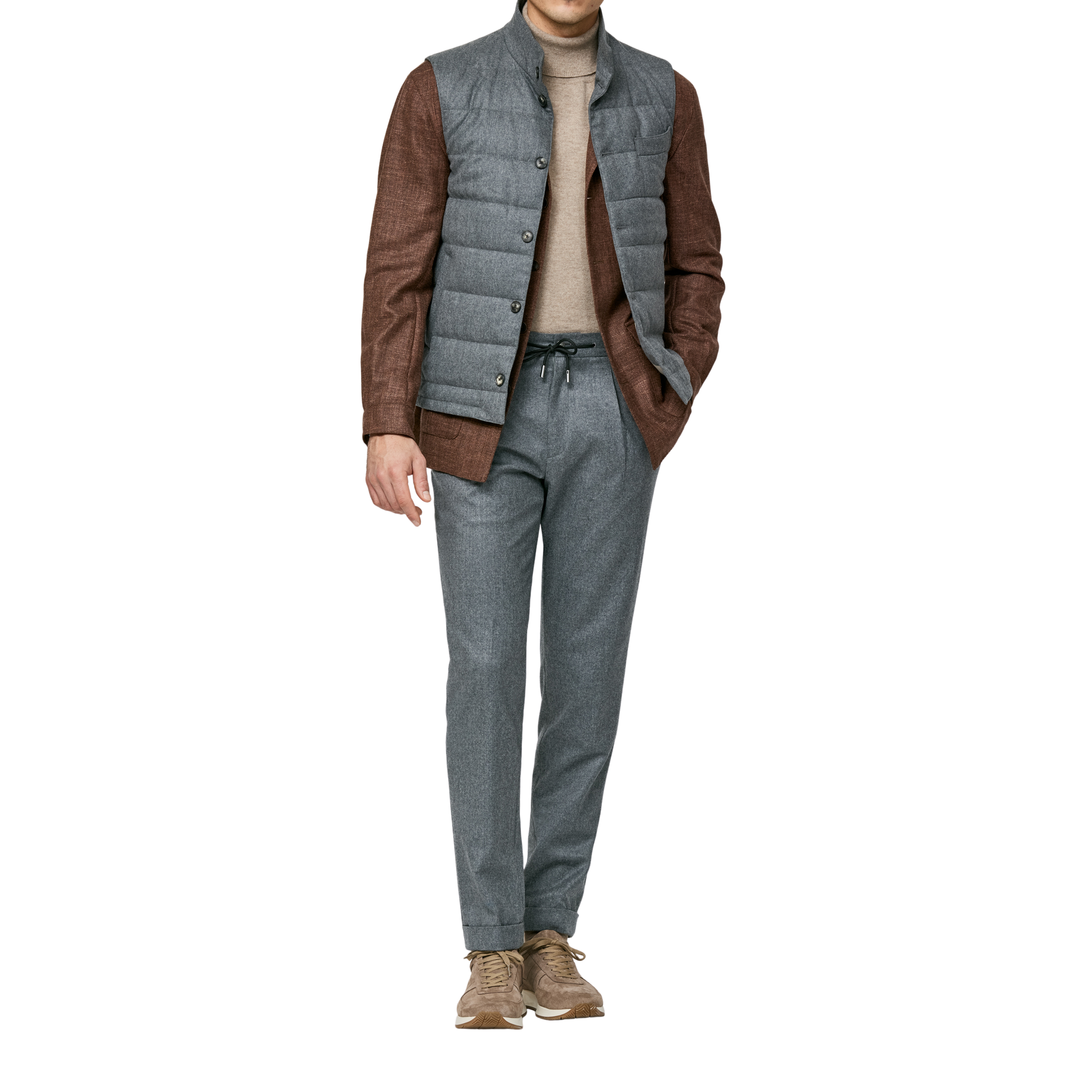 rostbraune Shirtjacket mit Fischgrätmuster