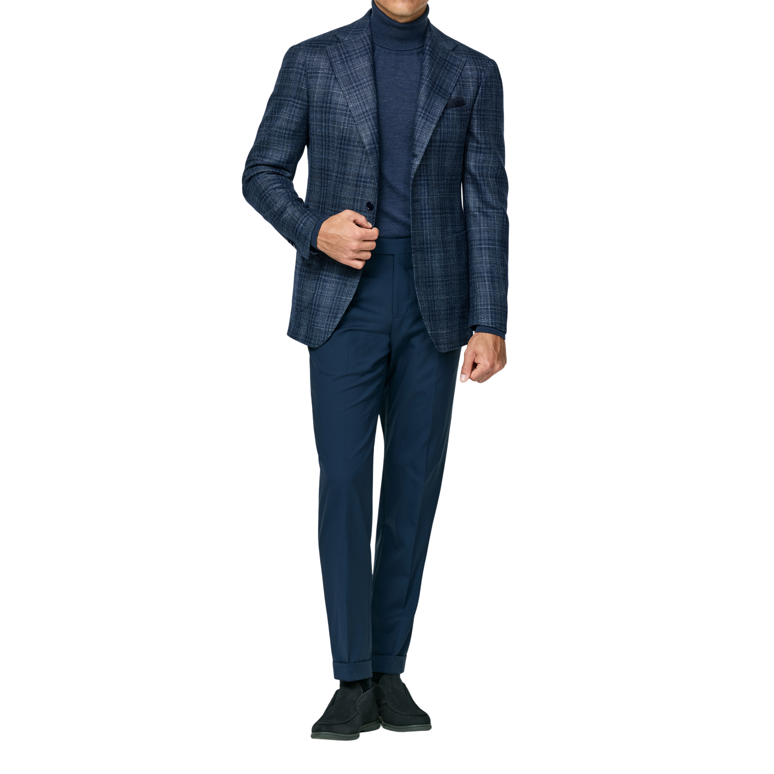 Neapolitanisch blaues Sakko mit Glencheck