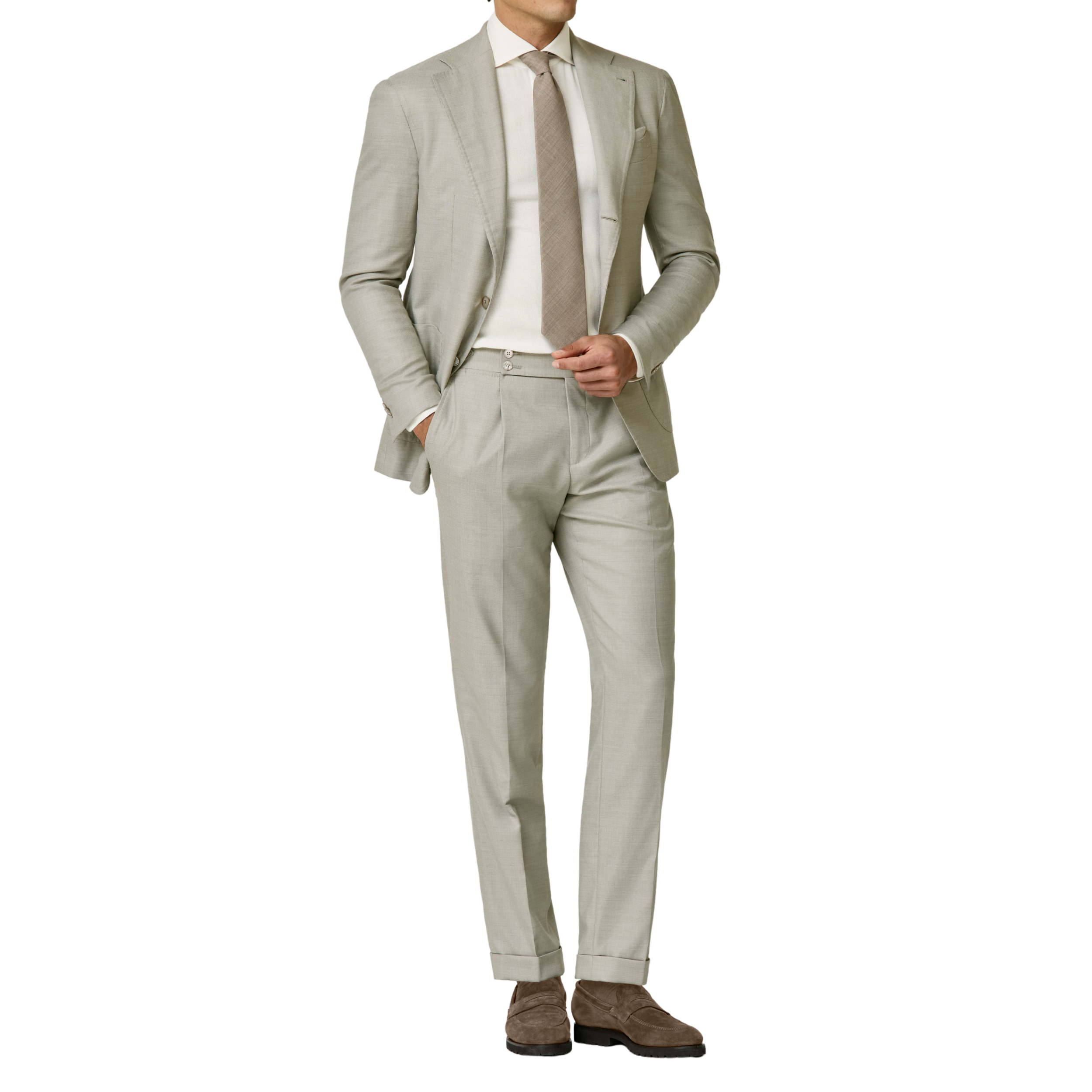 Anzug in Bone mit Stretch