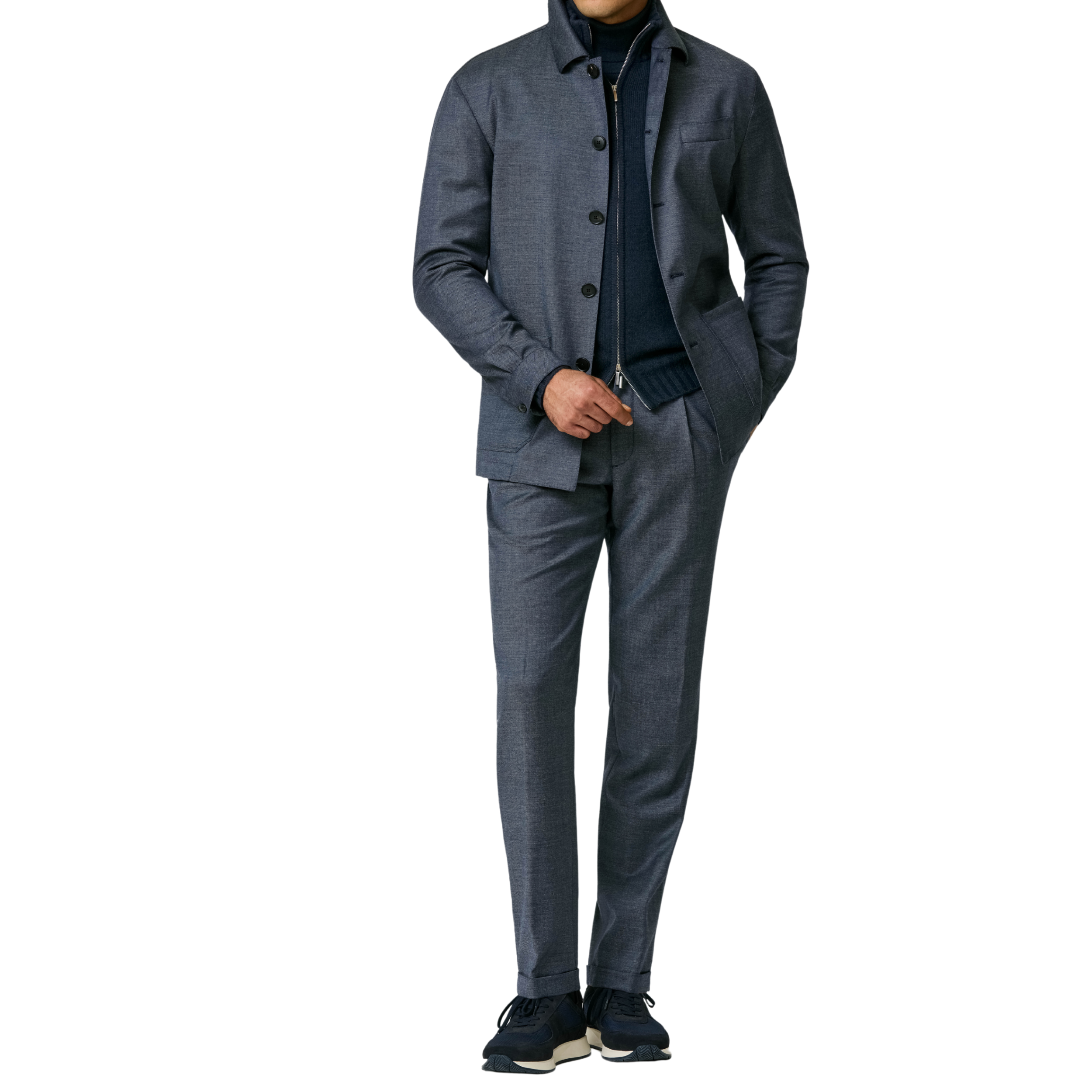 Anzug in Indigo blau aus Wolle mit Stretch