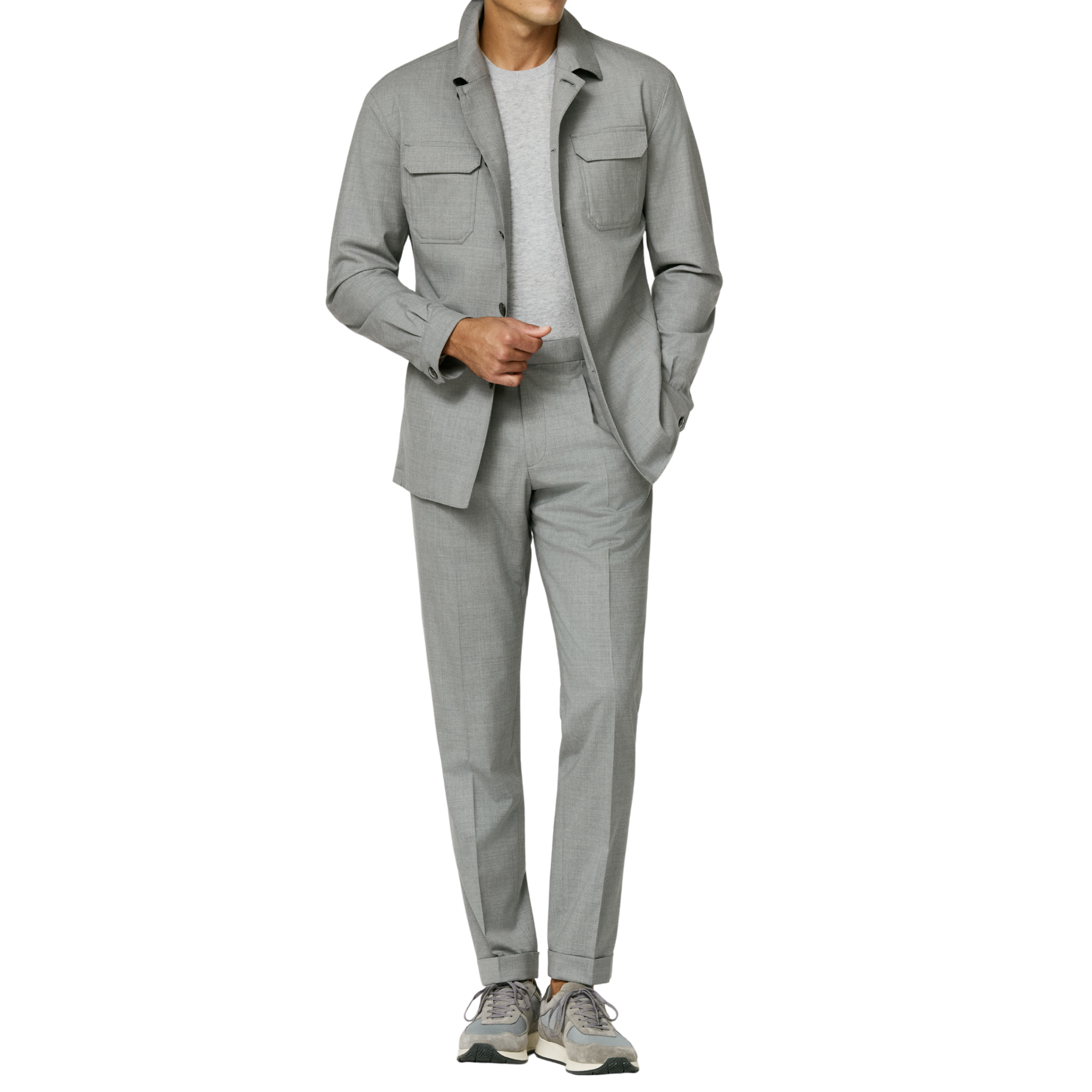 Silbergrauer Stretch-Anzug