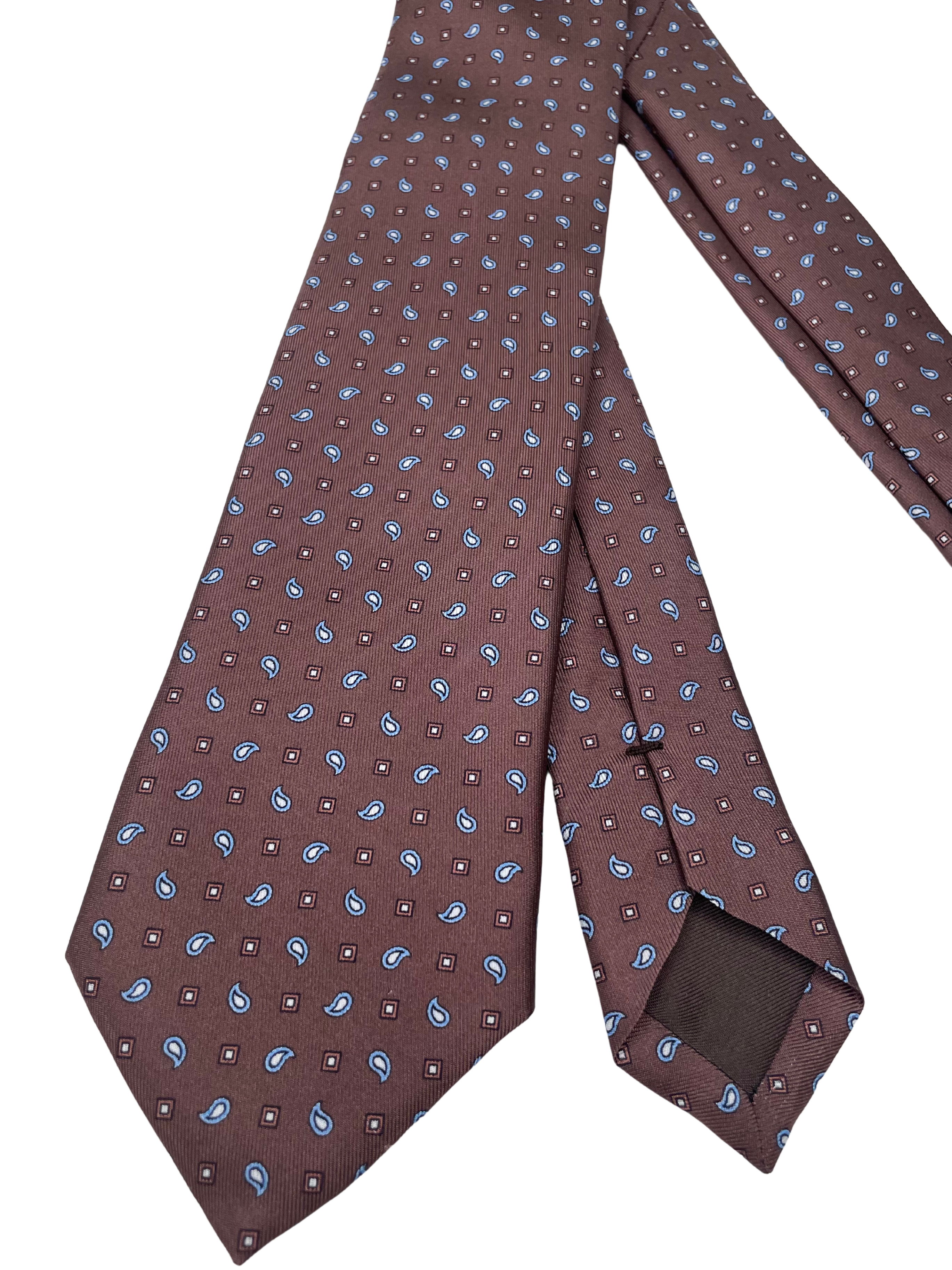 Krawatte Dunkelbraun/Blau Paisley