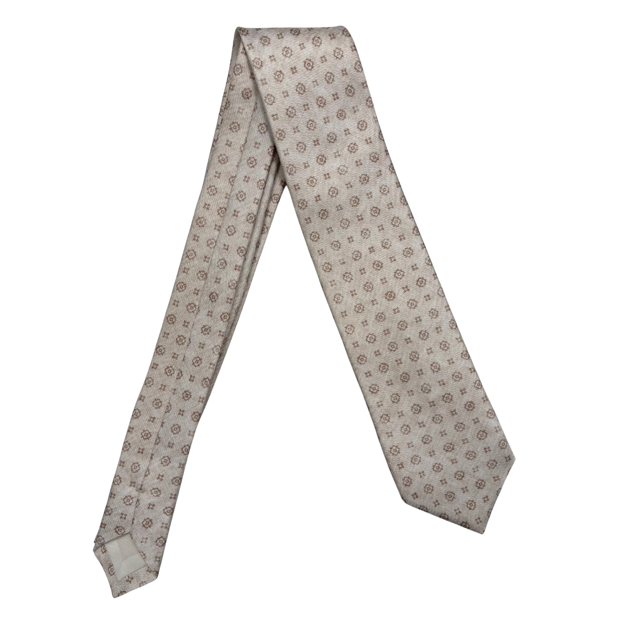 Seidenkrawatte Beige mit Medaillonmuster by Paolo Albizzati