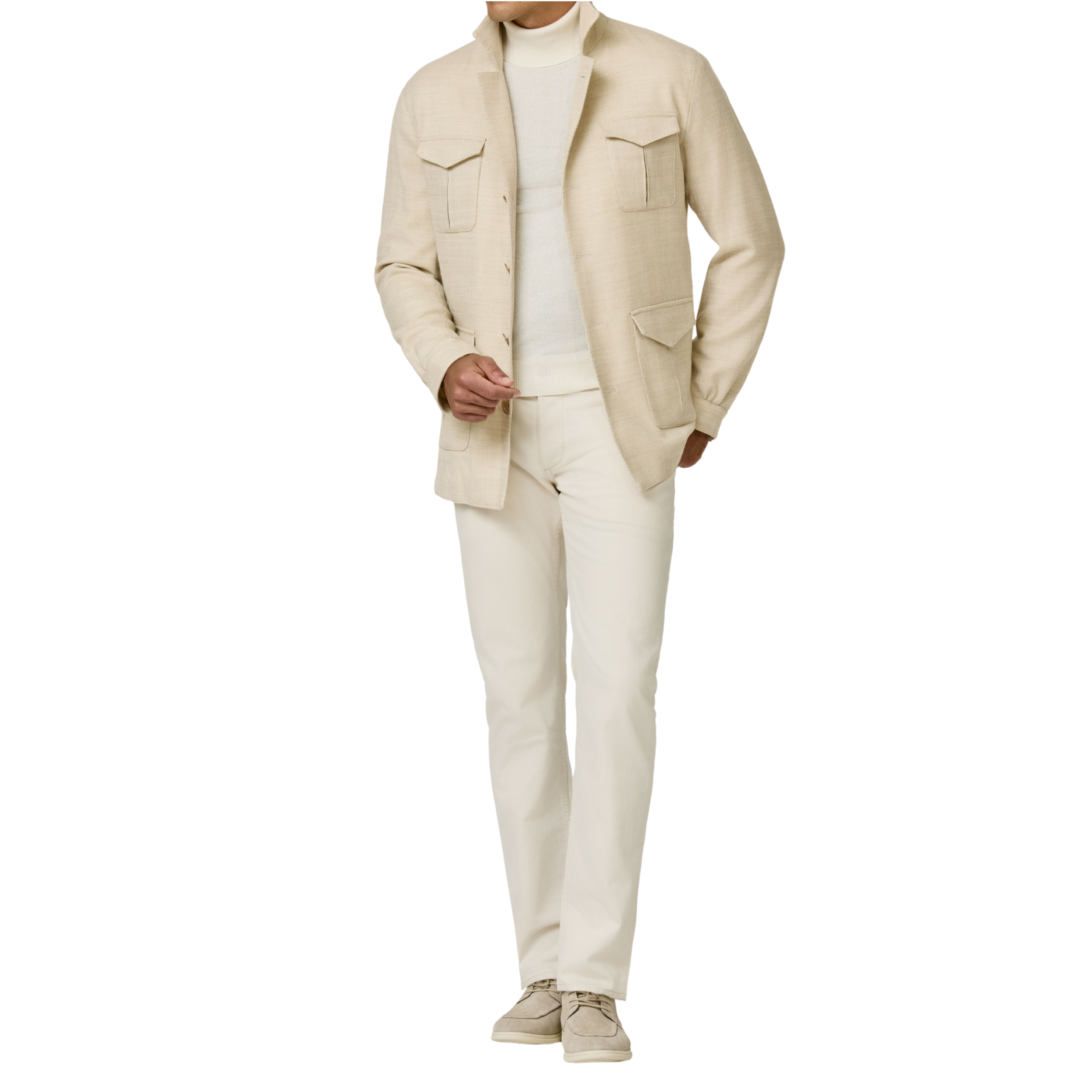 Shirtjacket in ivory aus Wolle-Seide