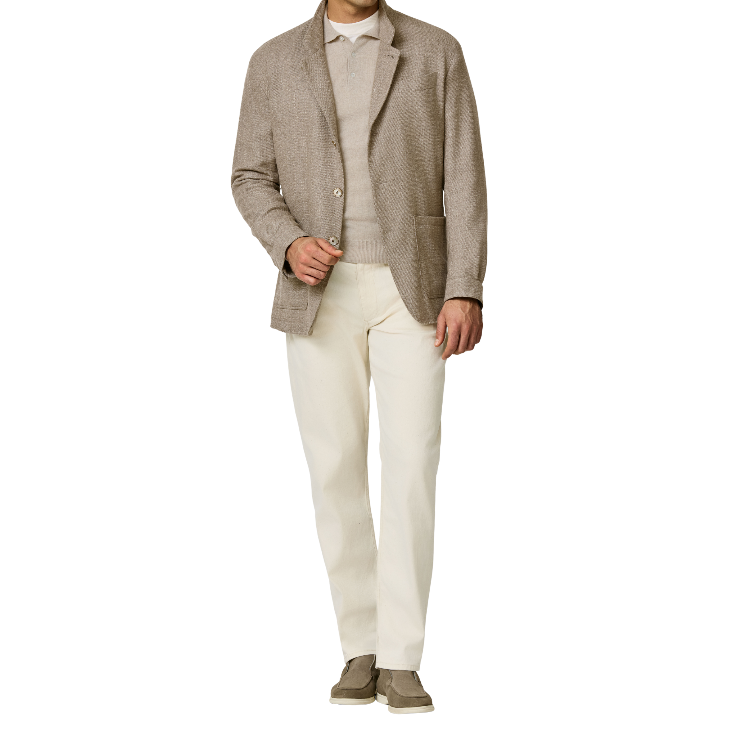 Sakko in beige aus Wolle-Seide basketweave