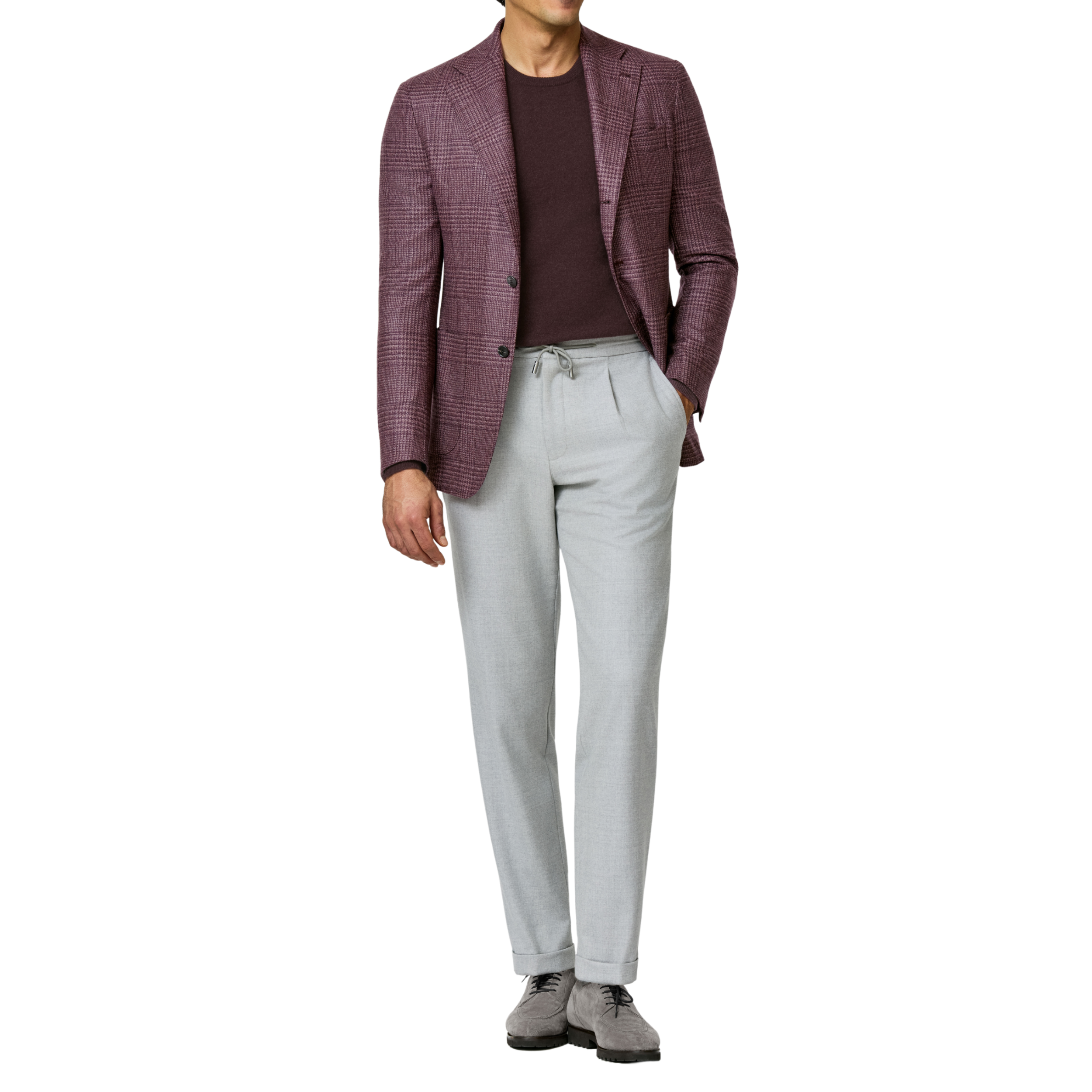 Sakko in dusty pink und maroon aus Wolle-Seide