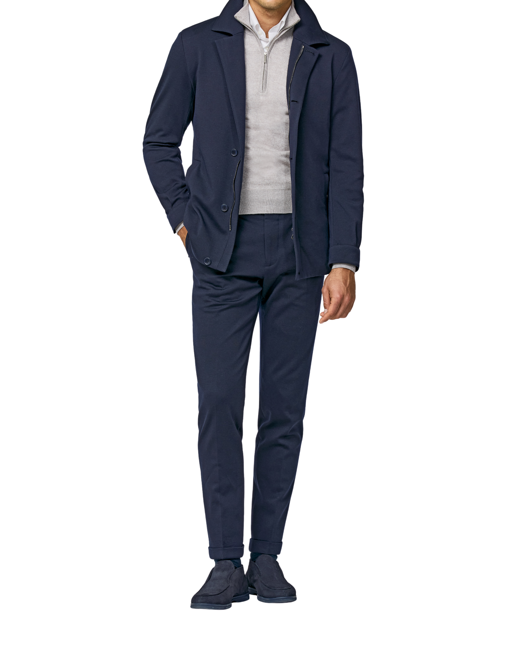 Look: Mitternachtsblau trifft Struktur