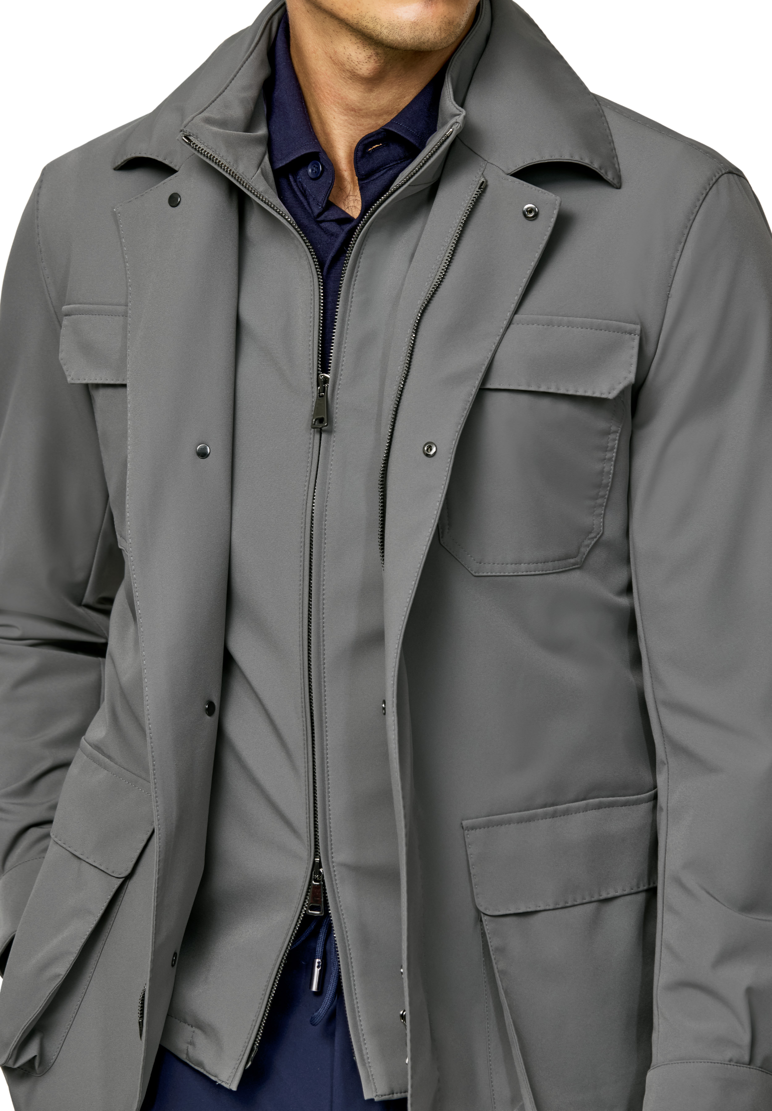 Look: Grau trifft Blau