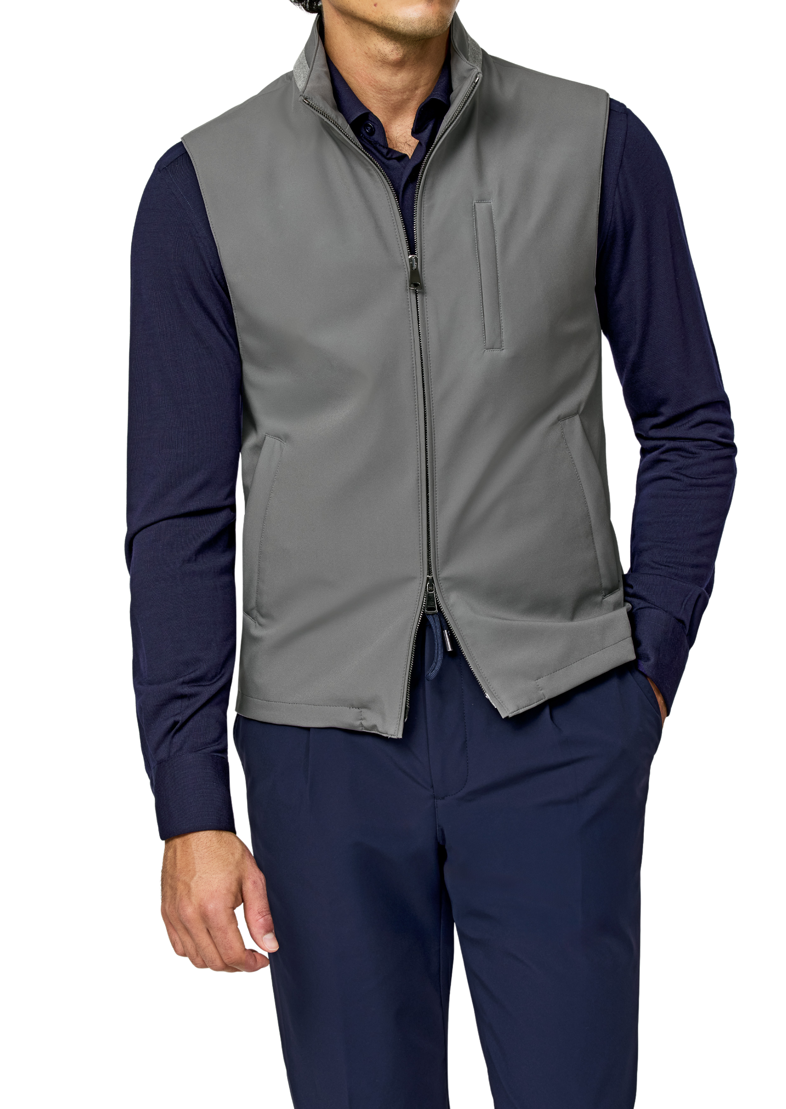 Look: Grau trifft Blau