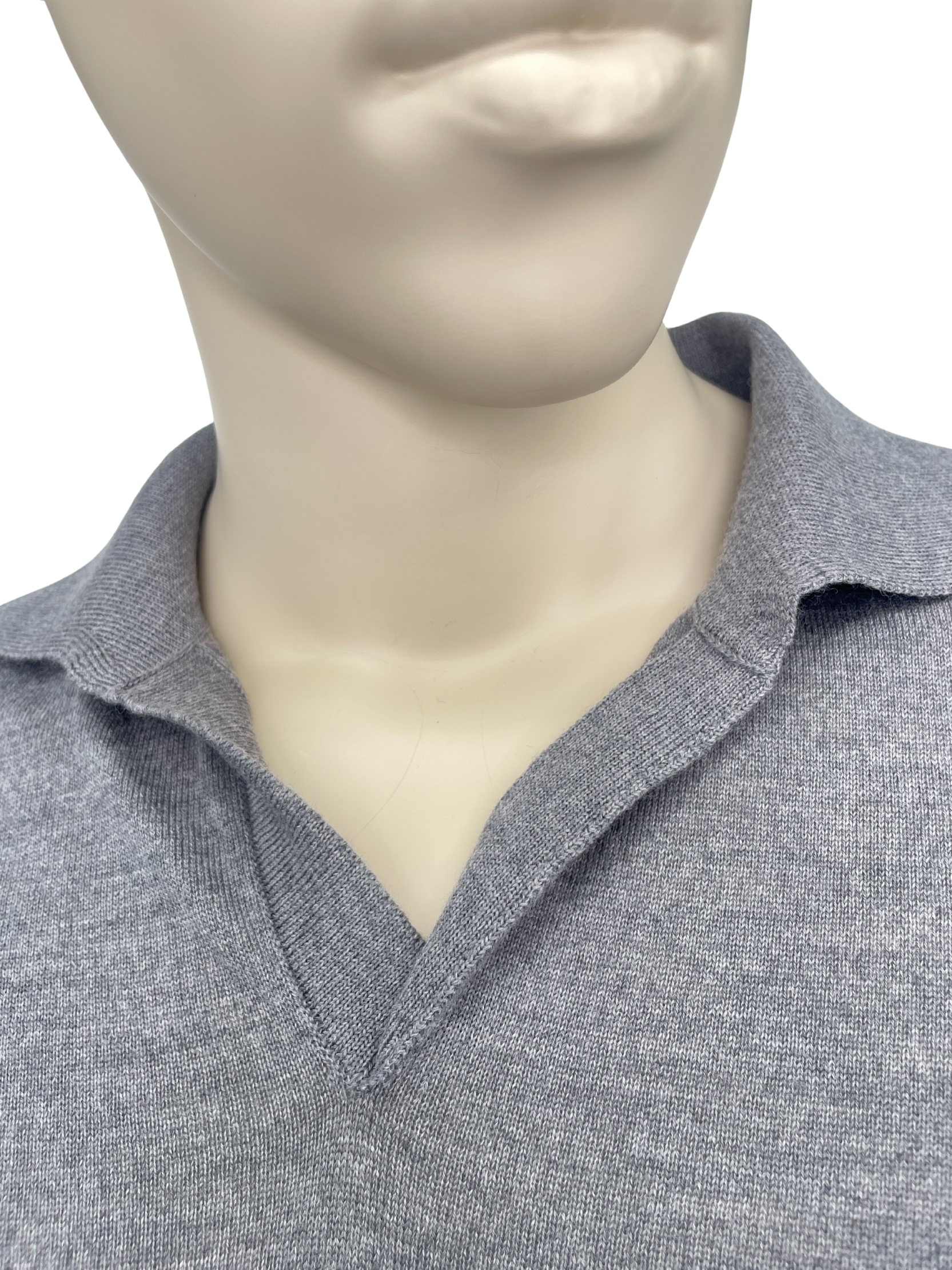Polo langarm Merino grau