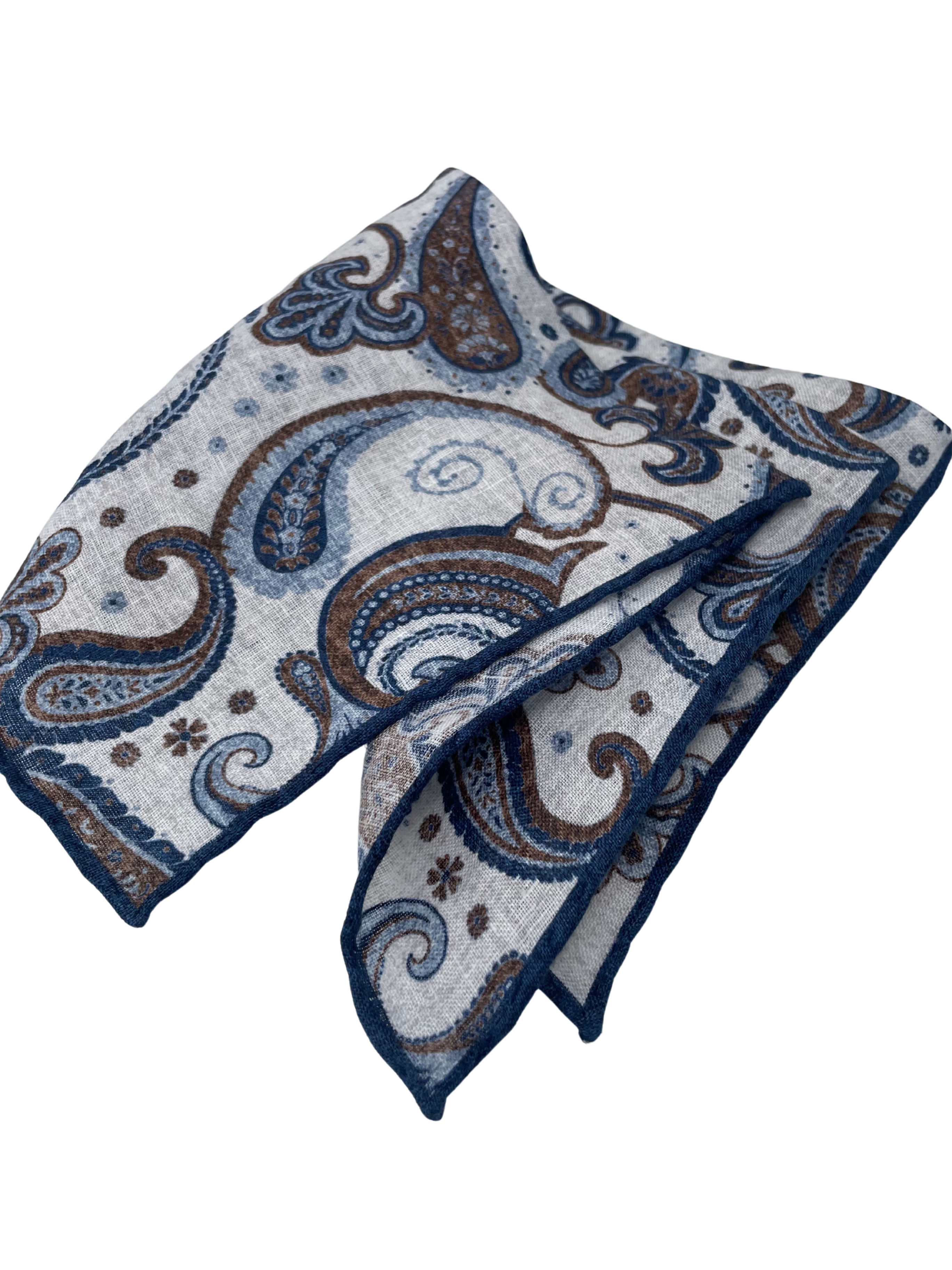 Einstecktuch Blau/Weiß Paisley by Paolo Albizzati