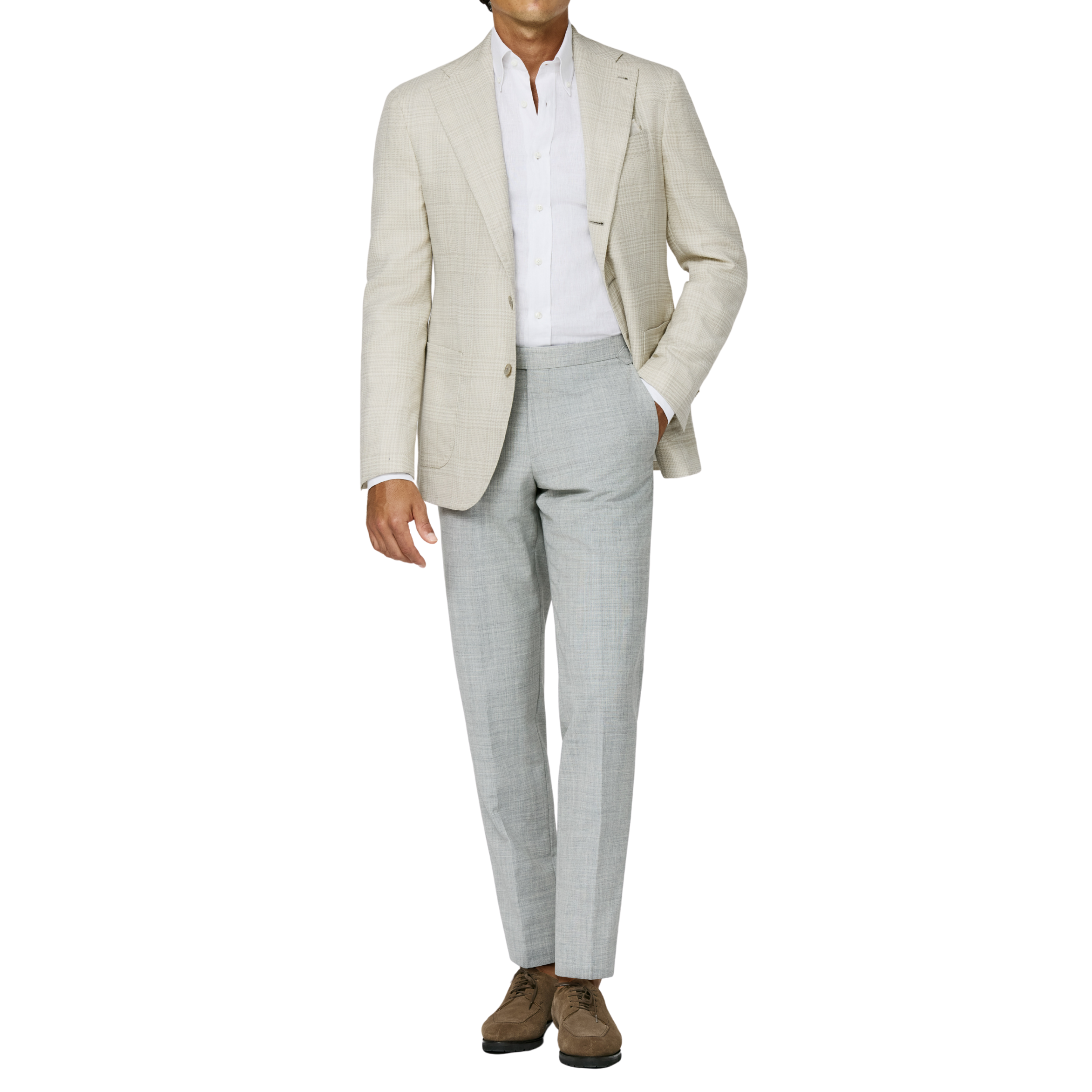 Sakko in ivory-crean glecheck