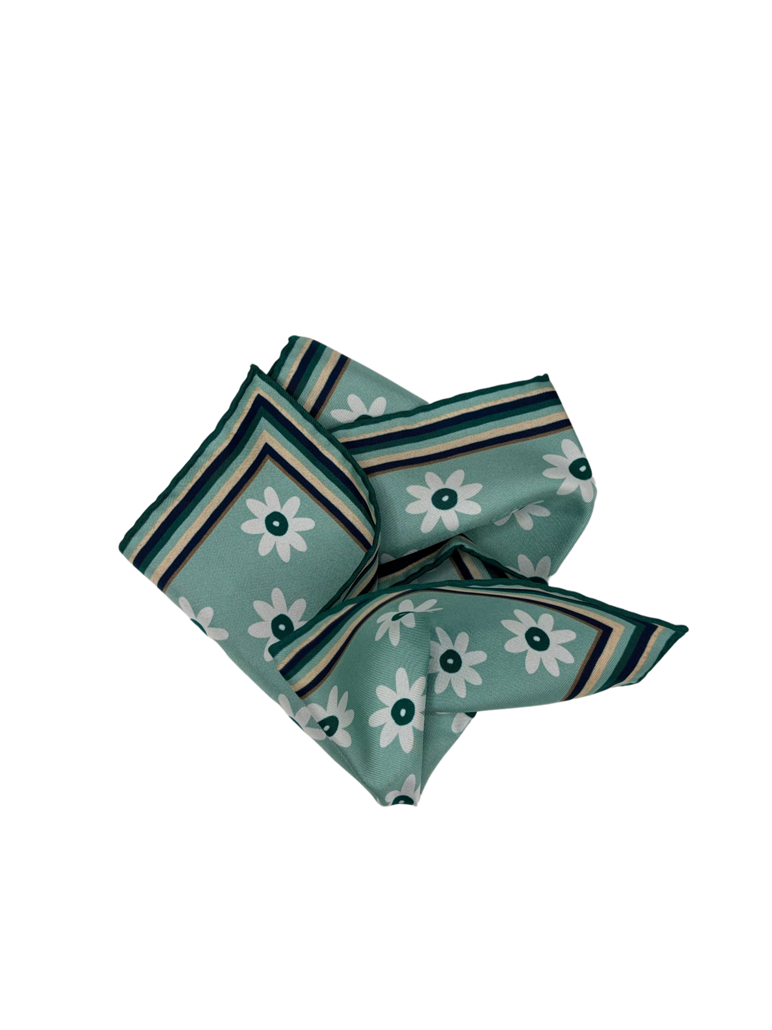 Einstecktuch grün mit weißen Blumen