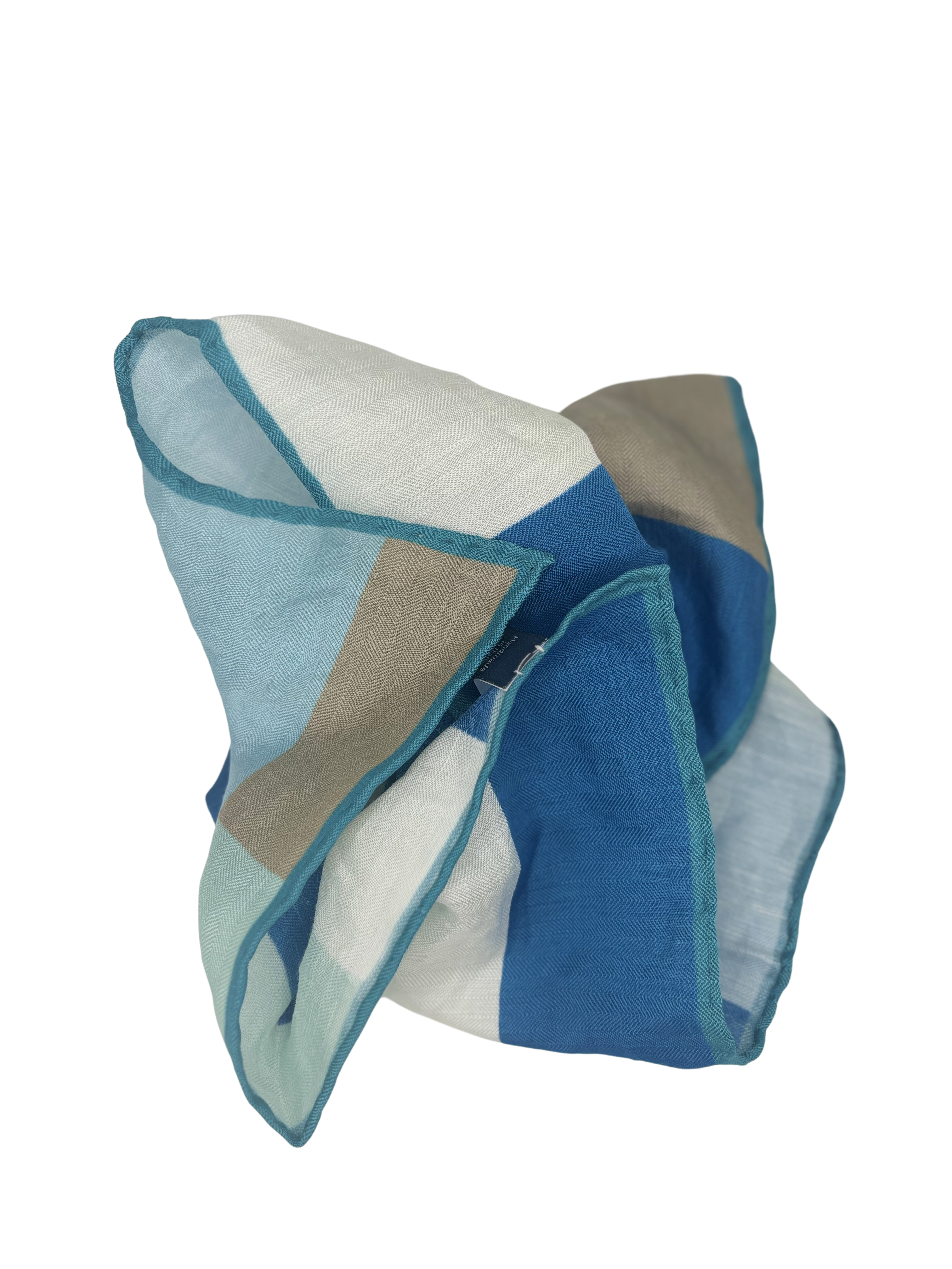 Einstecktuch blau/beige Fischgrät