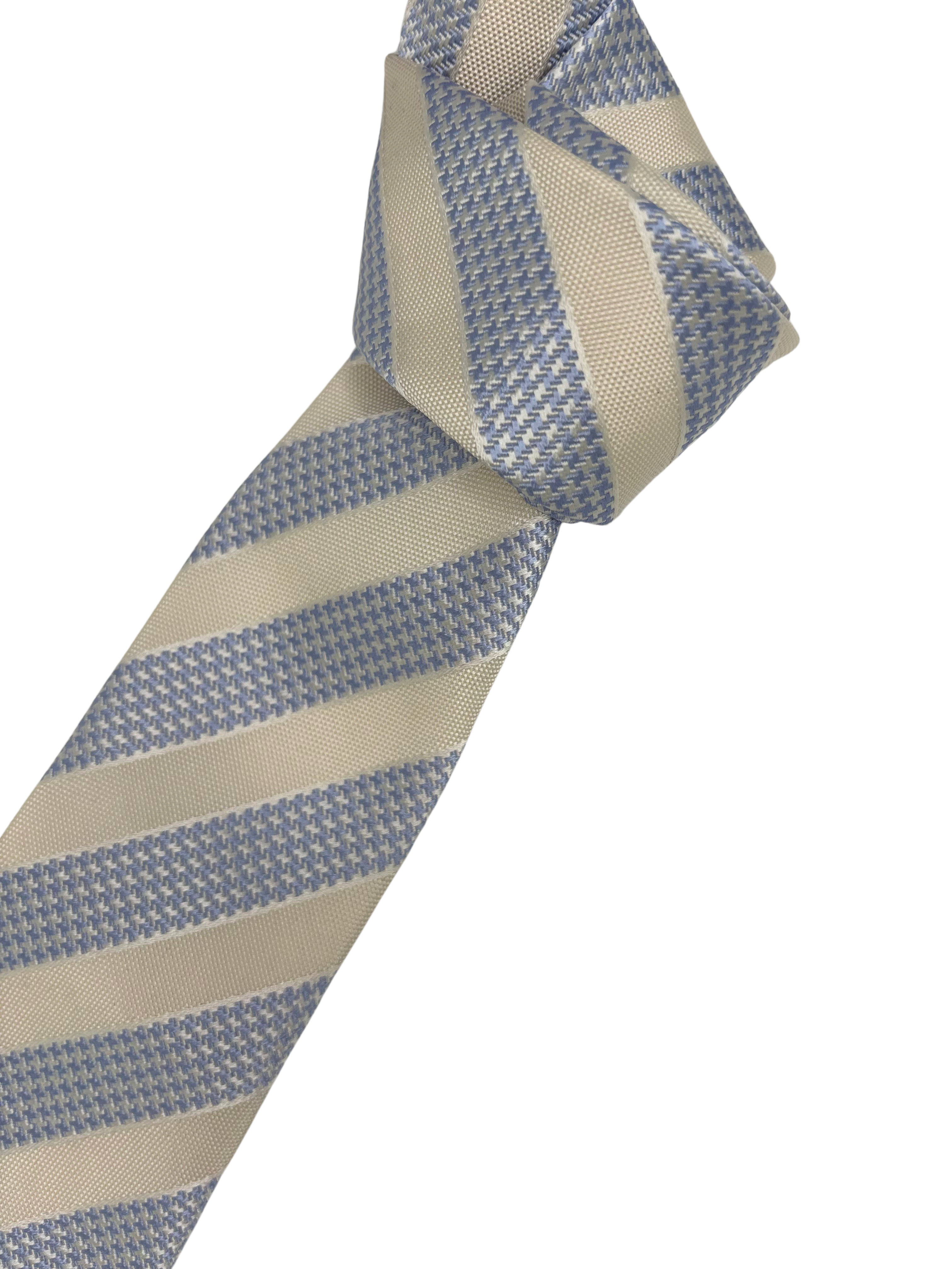 Krawatte Streifen hellblau/ivory