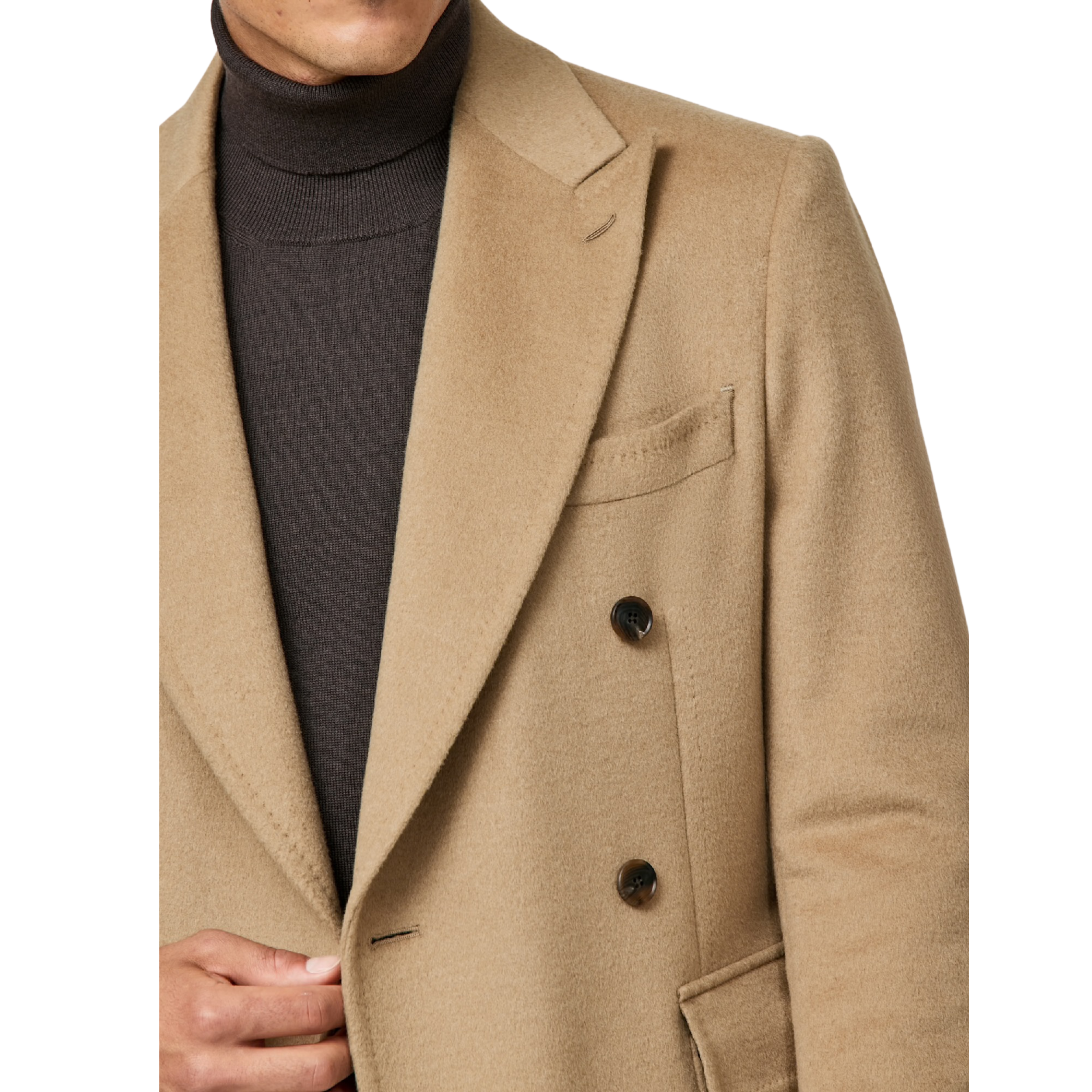 Kaschmirmantel - Doppelreiher in beige (camel)