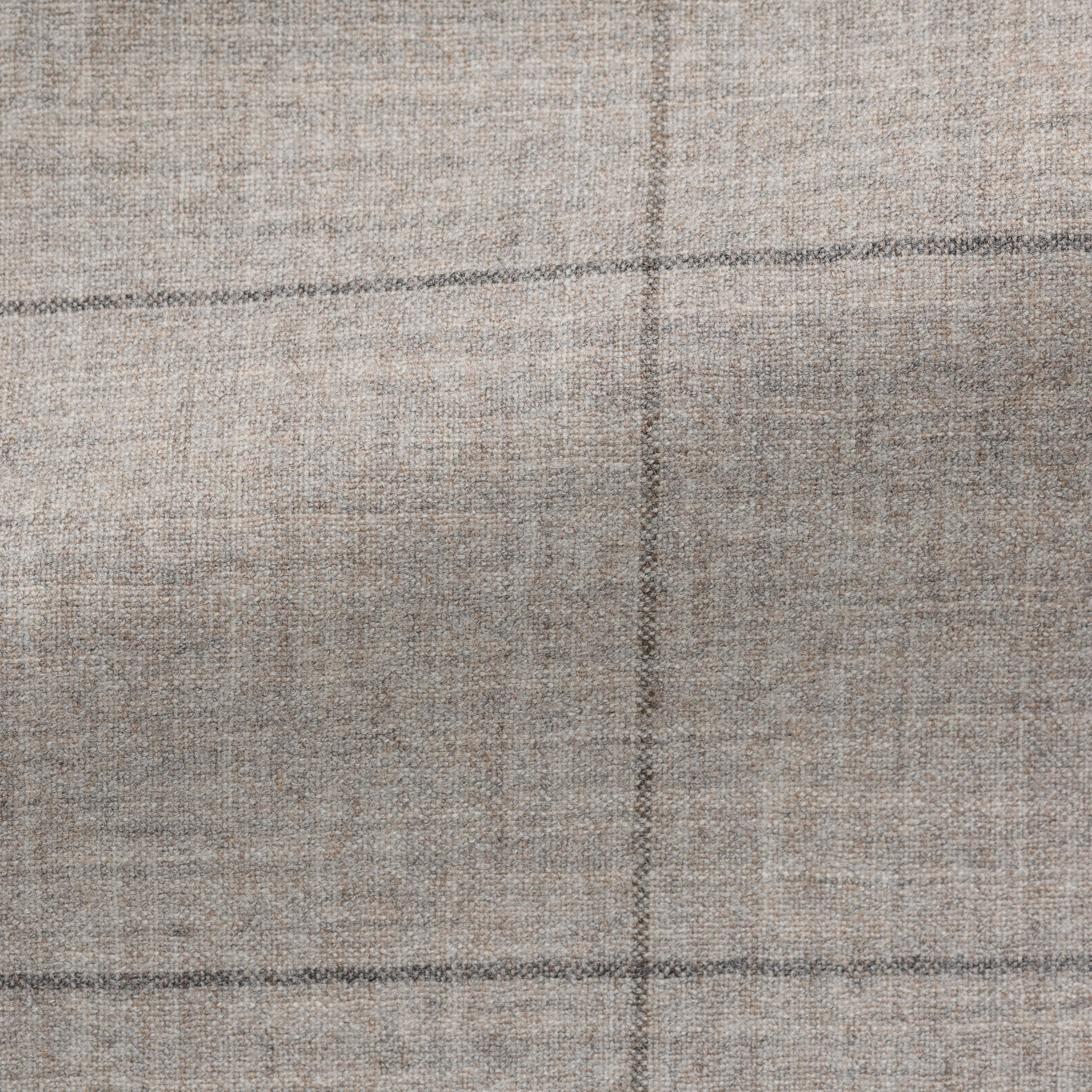 Beiger Anzug aus Wollflanell mit braunem Windowpane