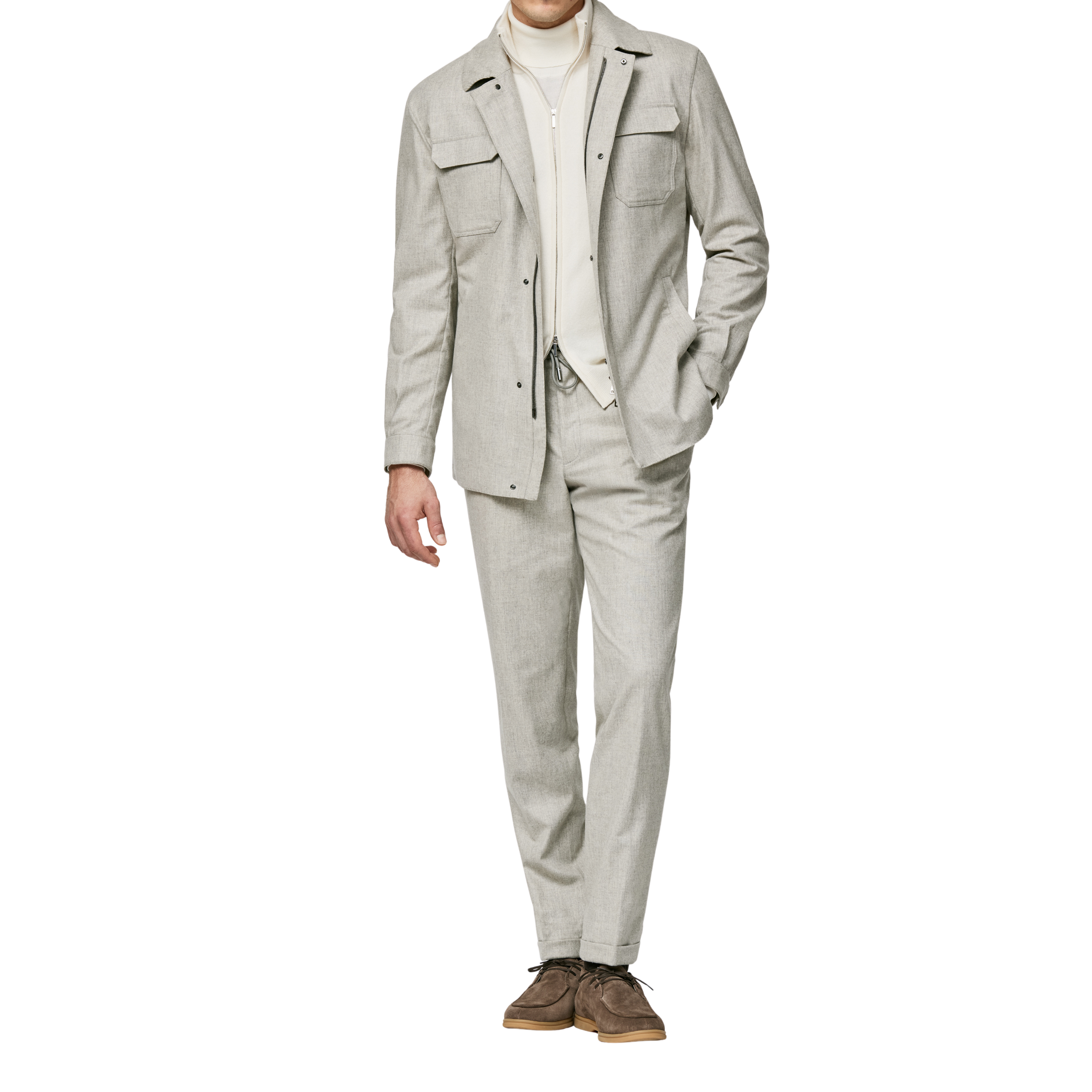 Knochengrauer Shirtjacket Anzug