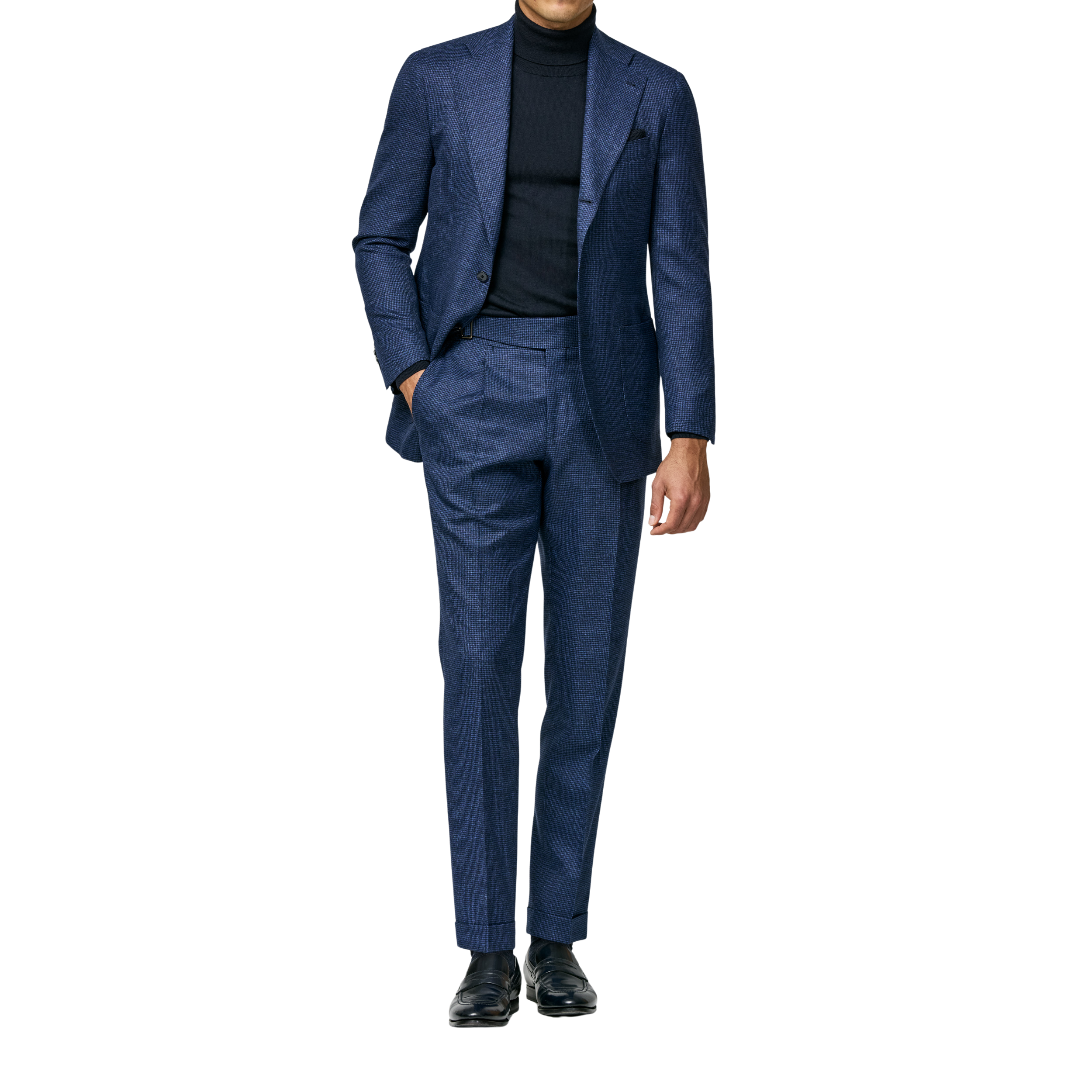 Anzug neapolitanisch blau mit Hahnentritt