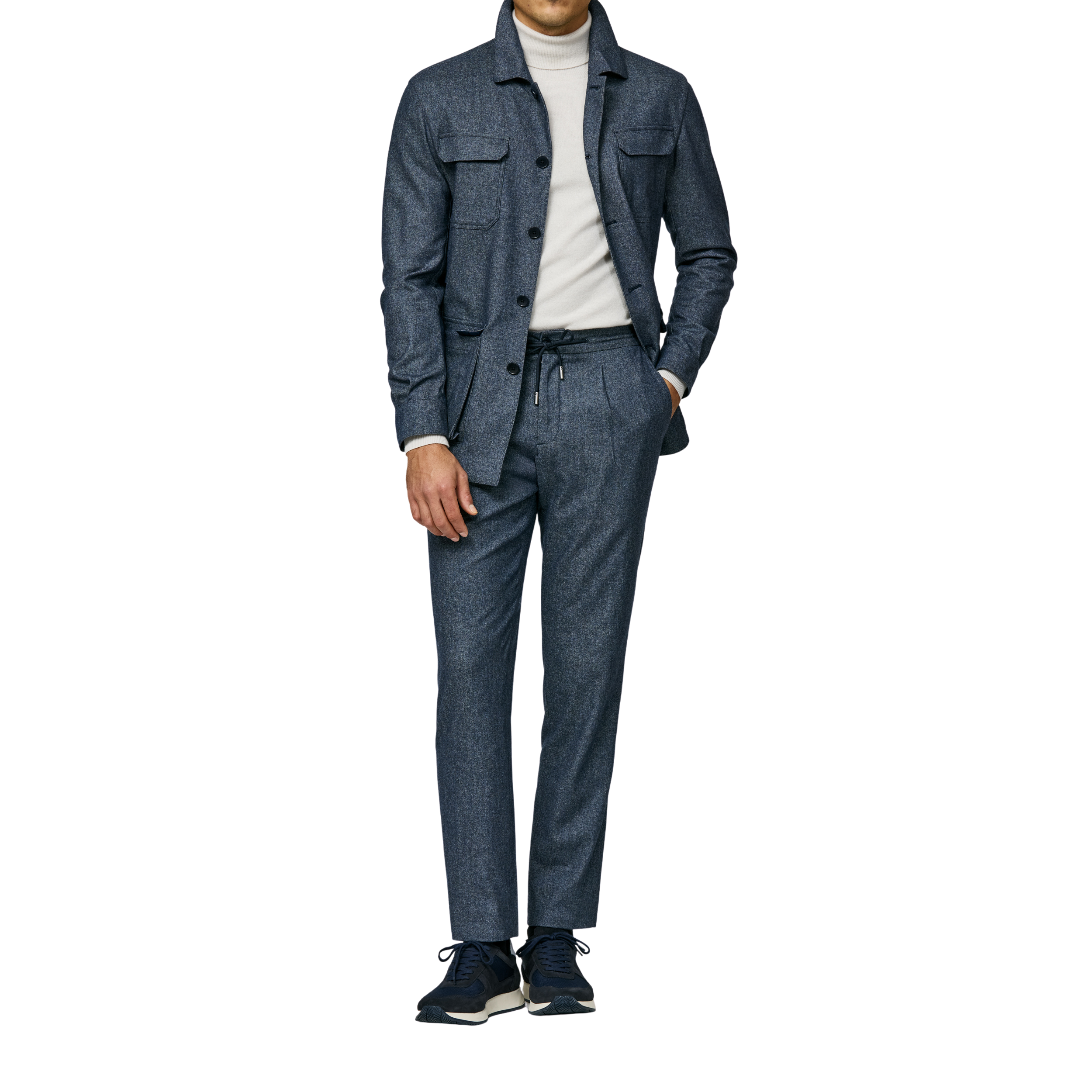 Denimblauer Informeller Anzug aus Flannel
