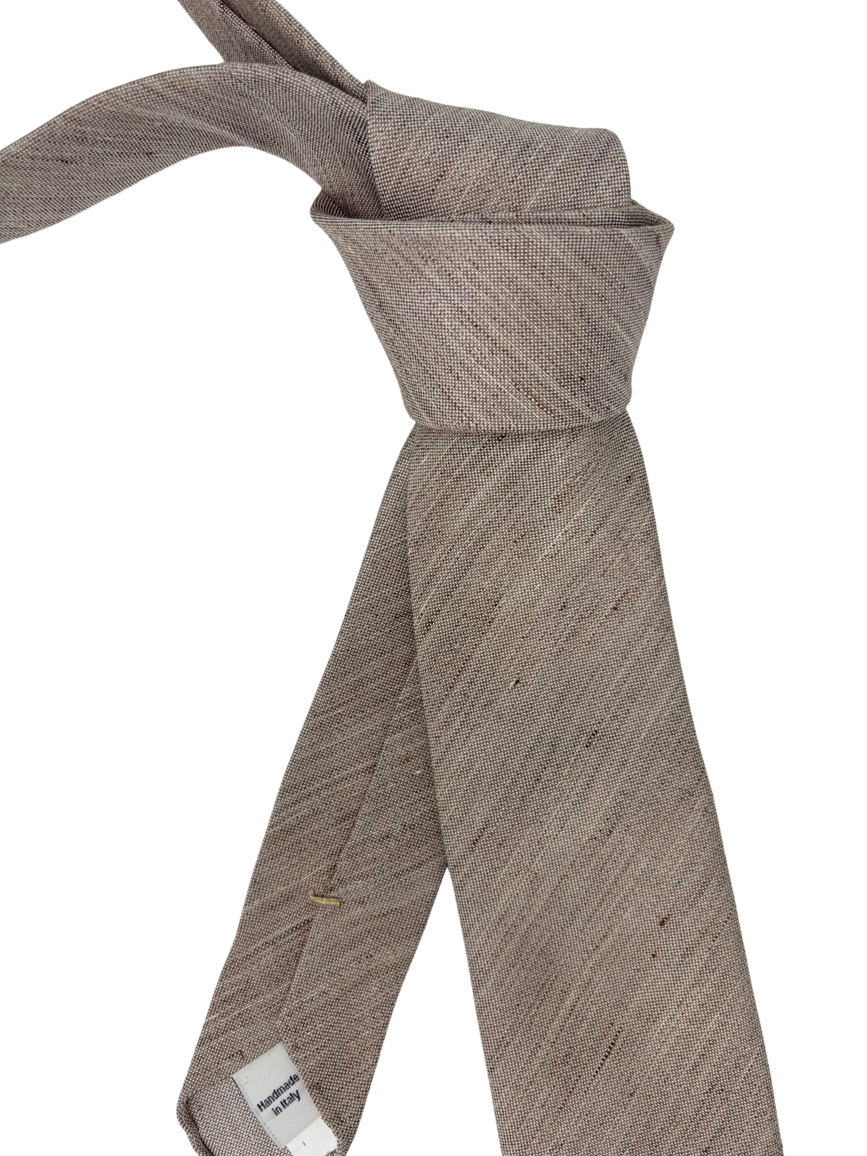 Krawatte Leinen/Seide taupe