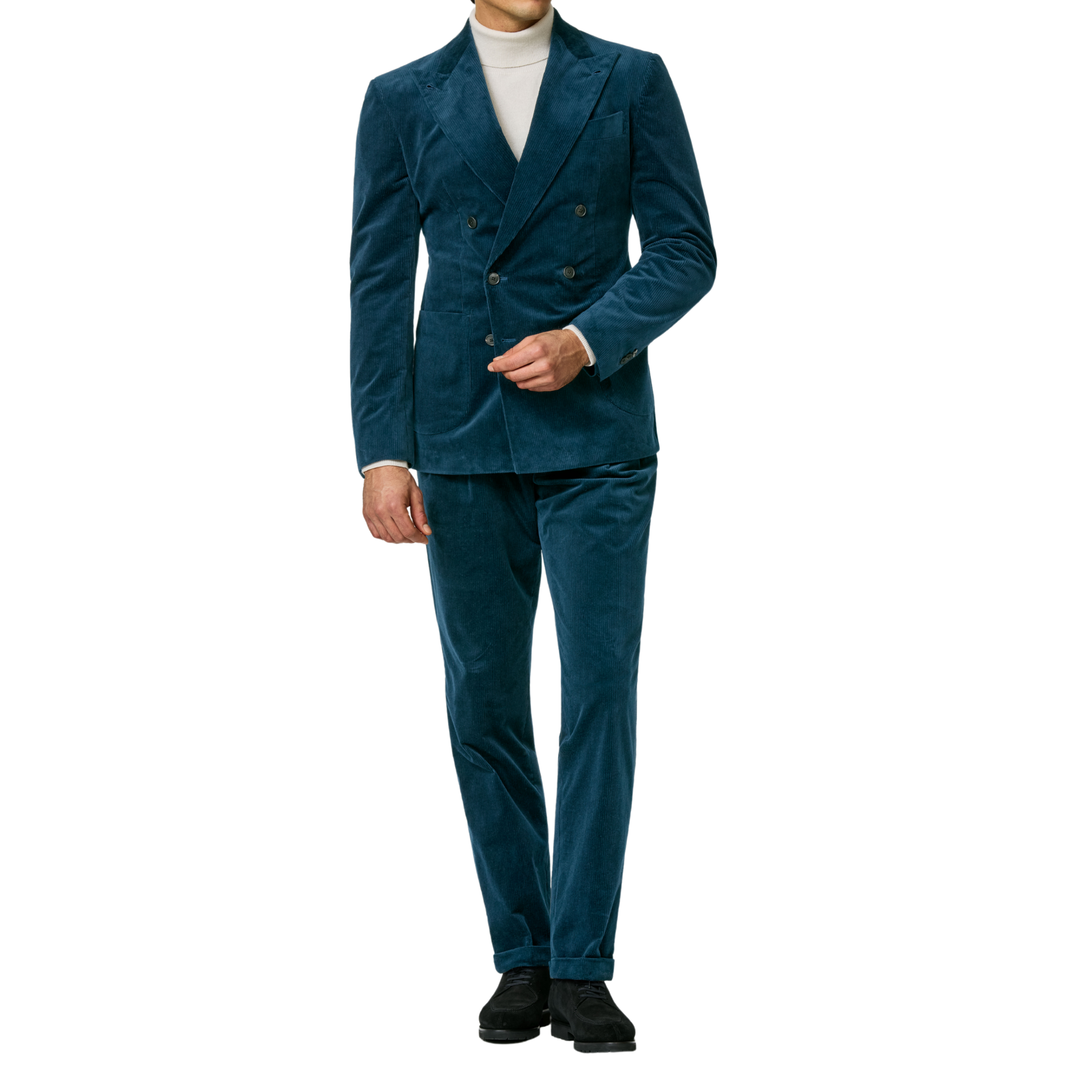 Anzug in prussian Blue aus Cord mit Stretch