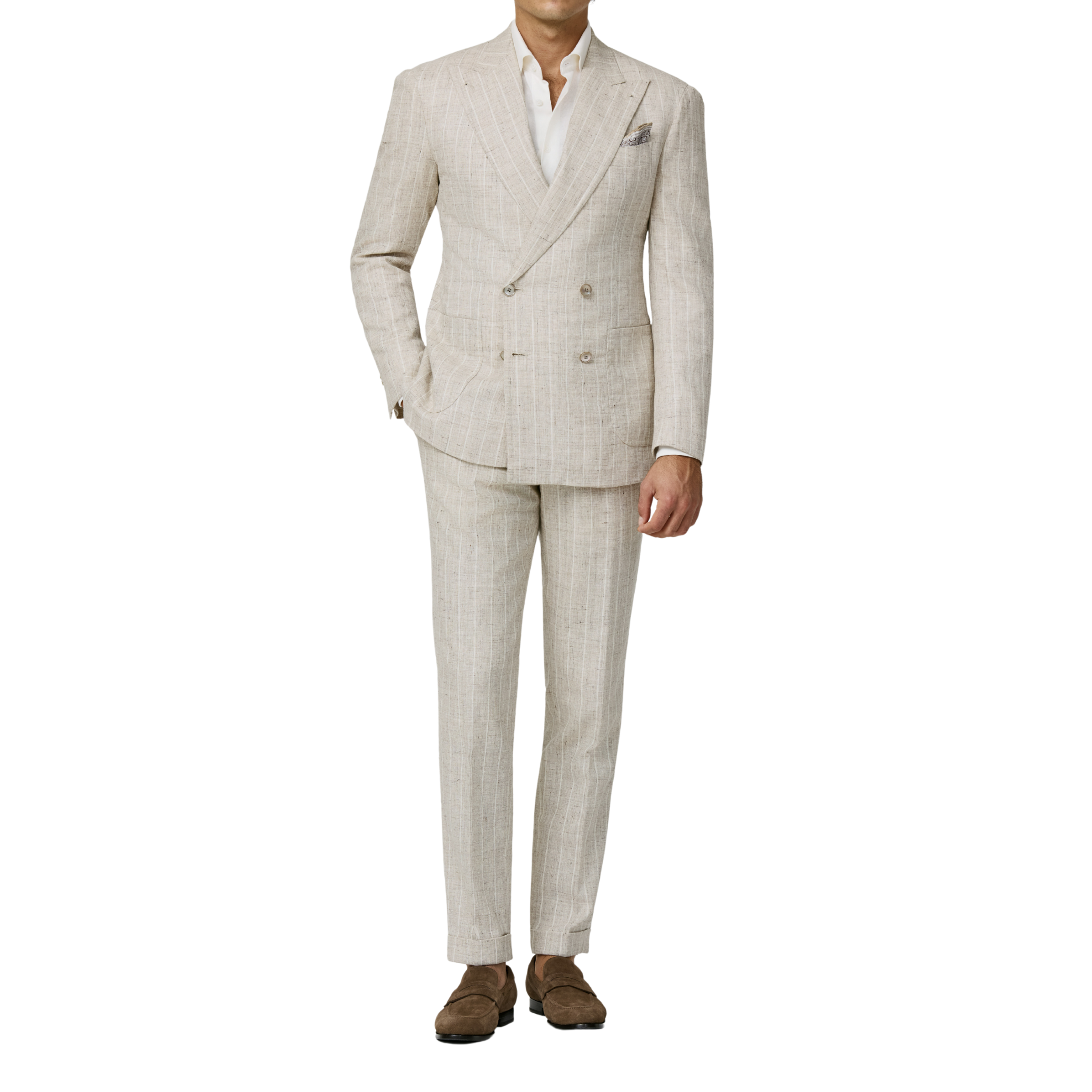 Eleganter Nadelstreifen Anzug in Greige-Ivory