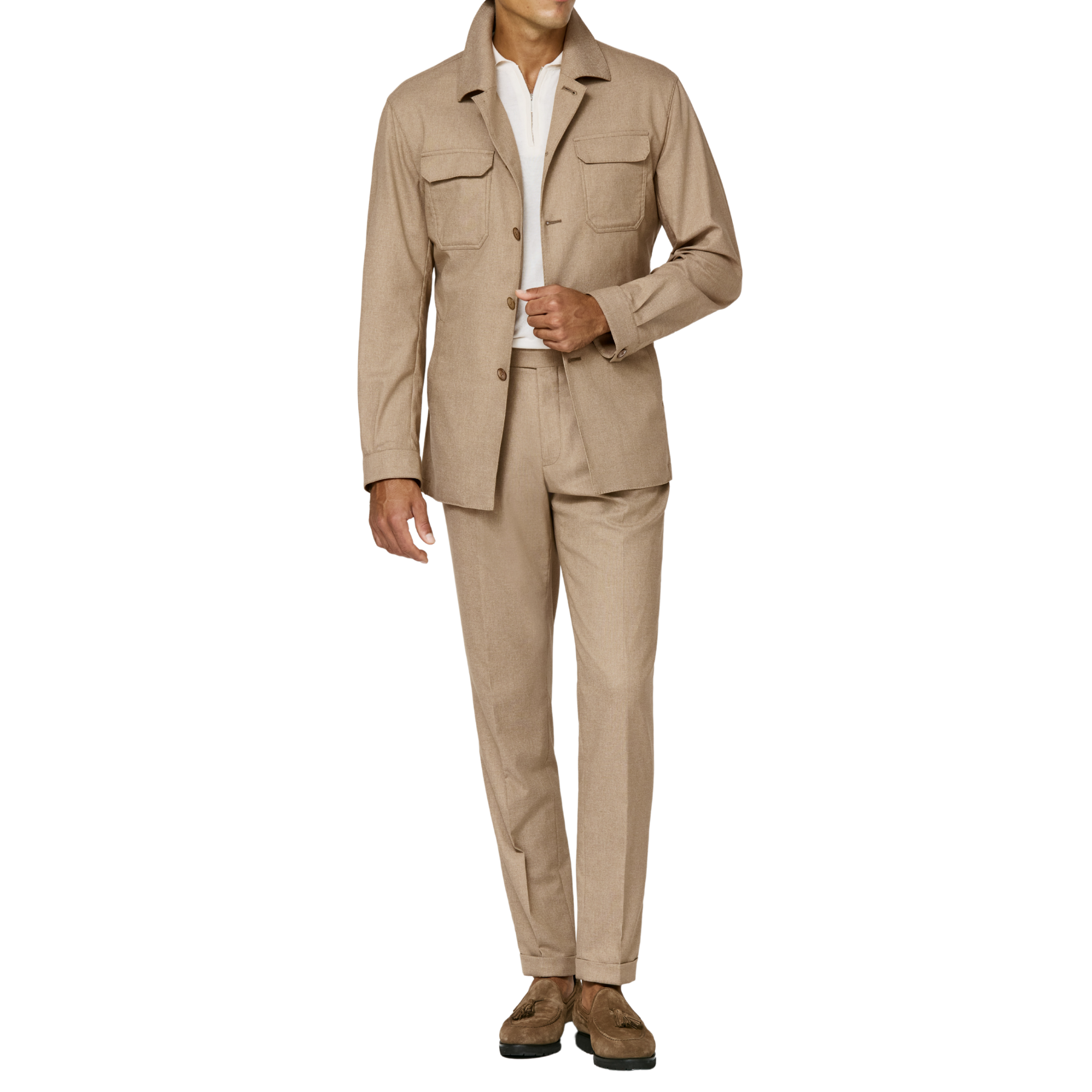 Anzug in Beige Karamell Stretch