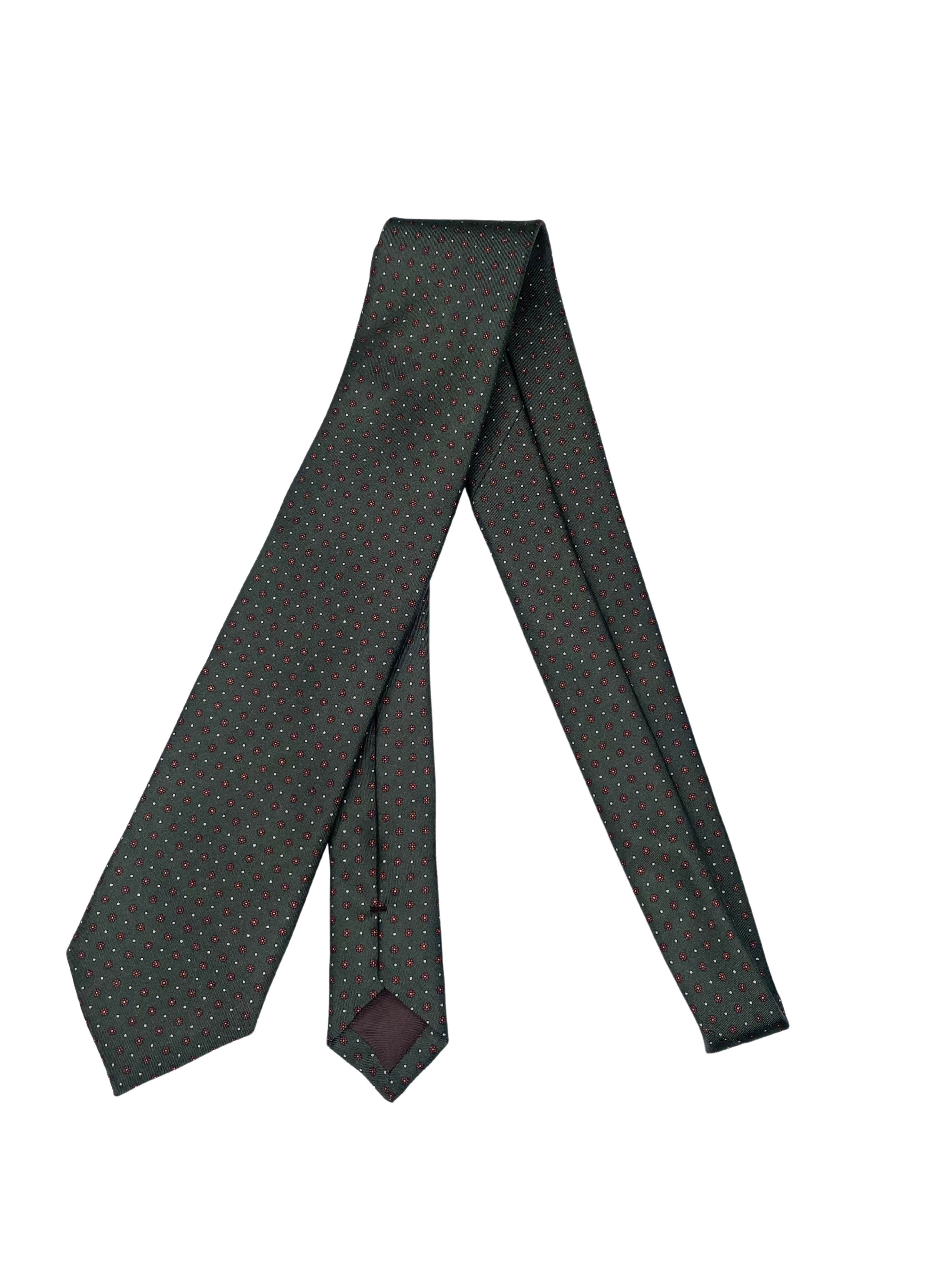 Krawatte Grün mit roten und weißen Dots