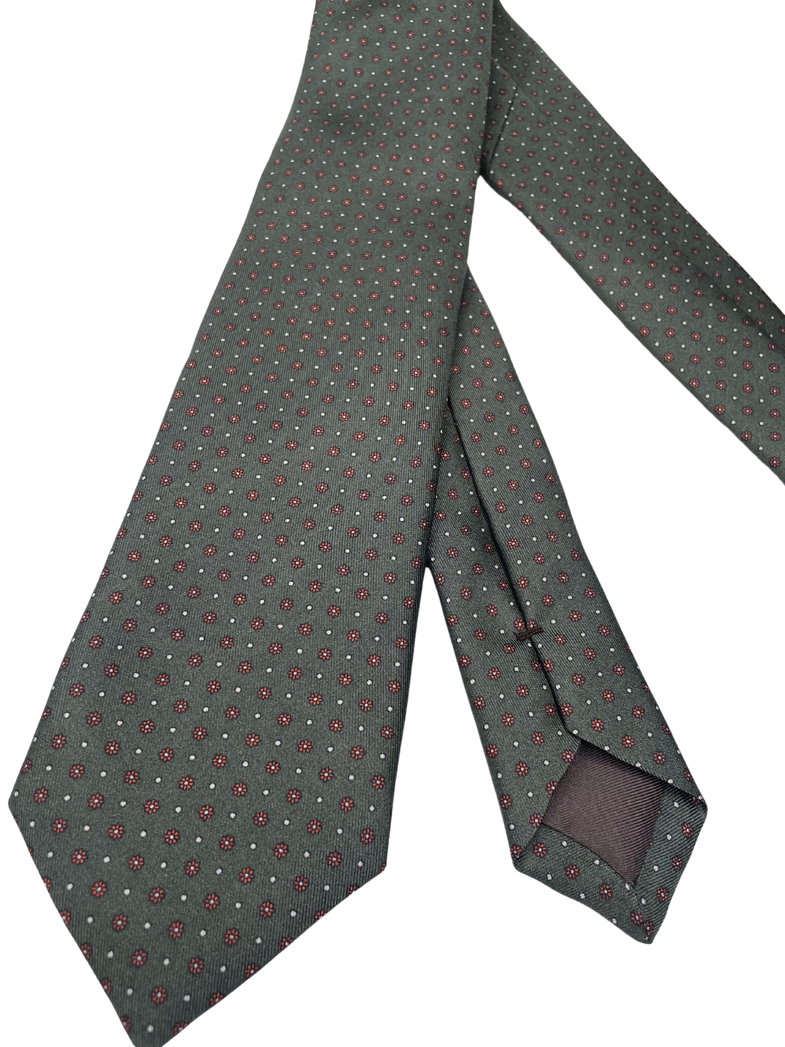 Krawatte Grün mit roten und weißen Dots