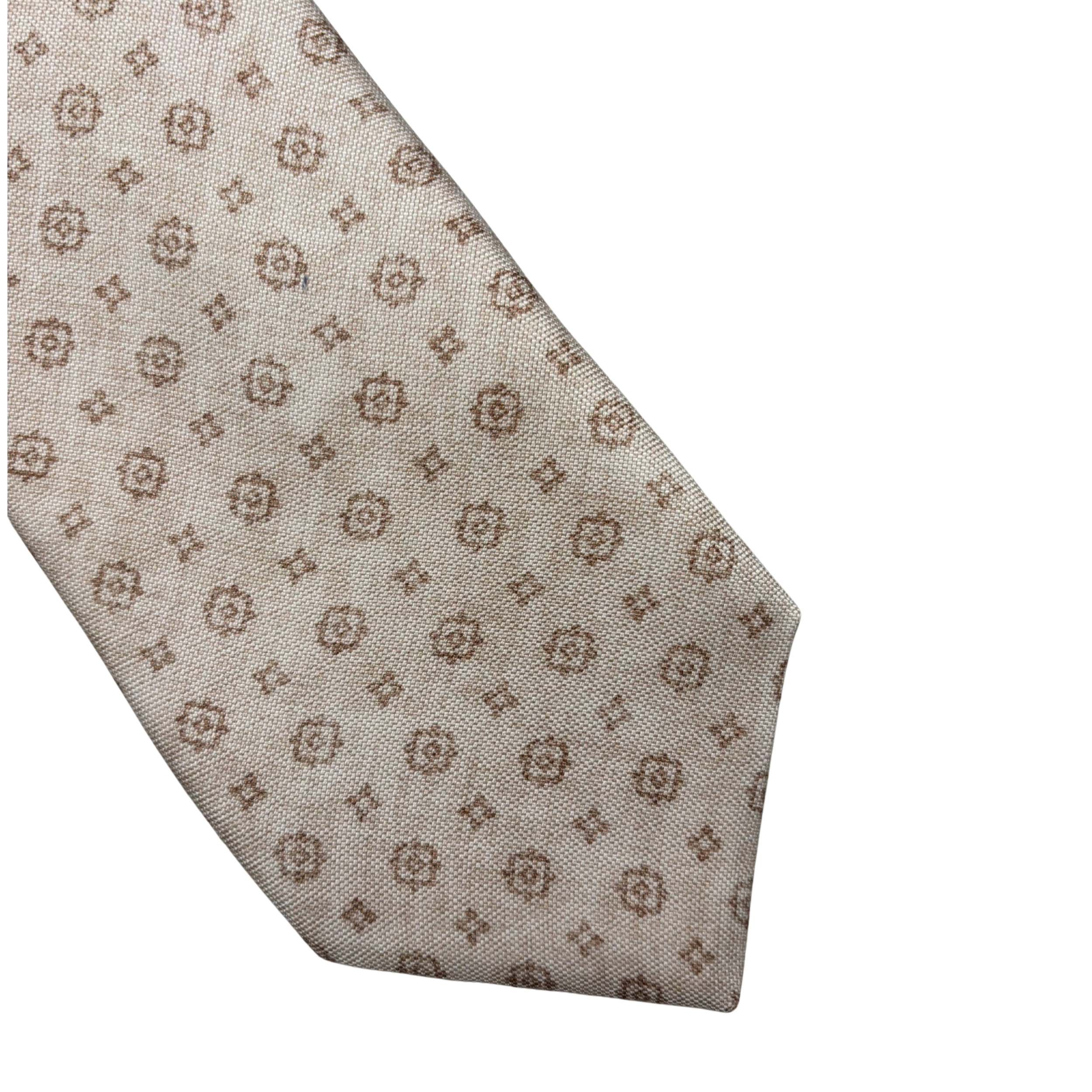 Seidenkrawatte Beige mit Medaillonmuster by Paolo Albizzati