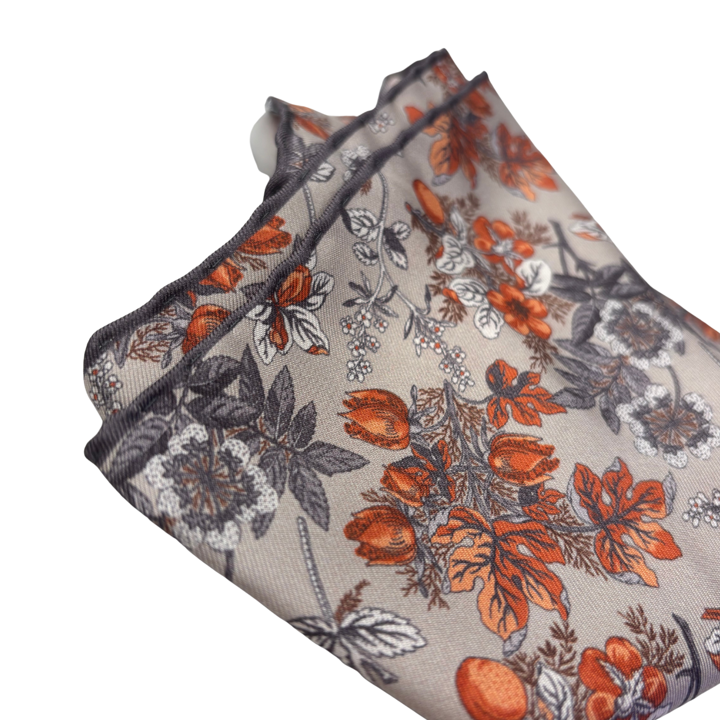 Einstecktuch in grau mit Blumenmuster