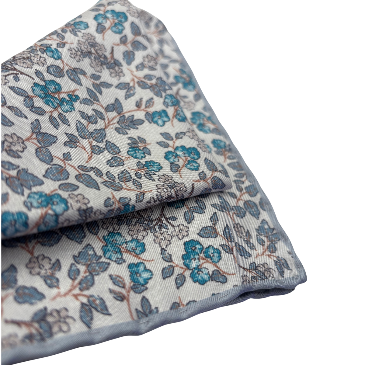 Einstecktuch in Creme mit blauen Blumenmuster