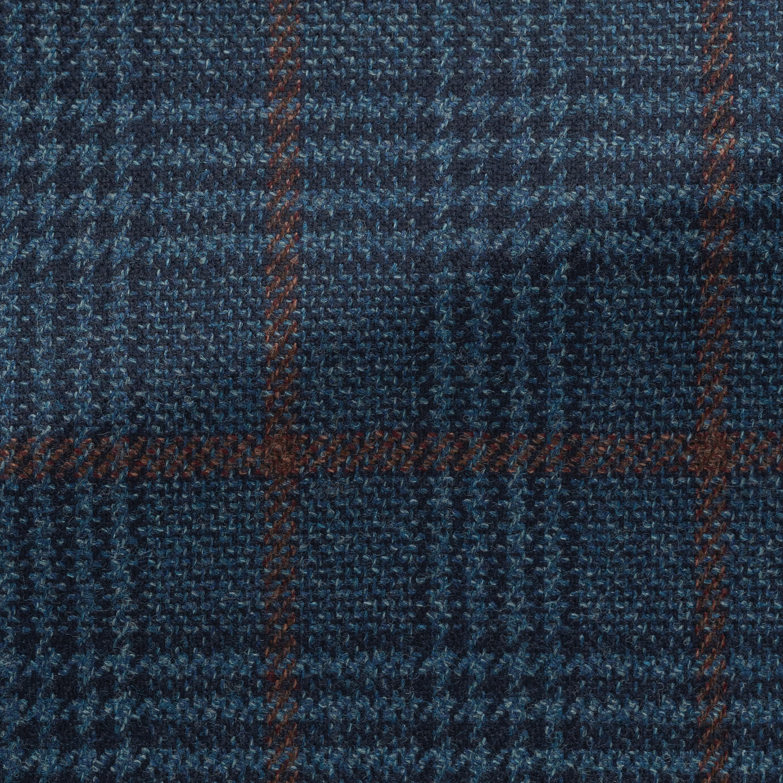 Sakko Midnight Blue glencheck mit terracotta windowpane aus Wolle-Seide