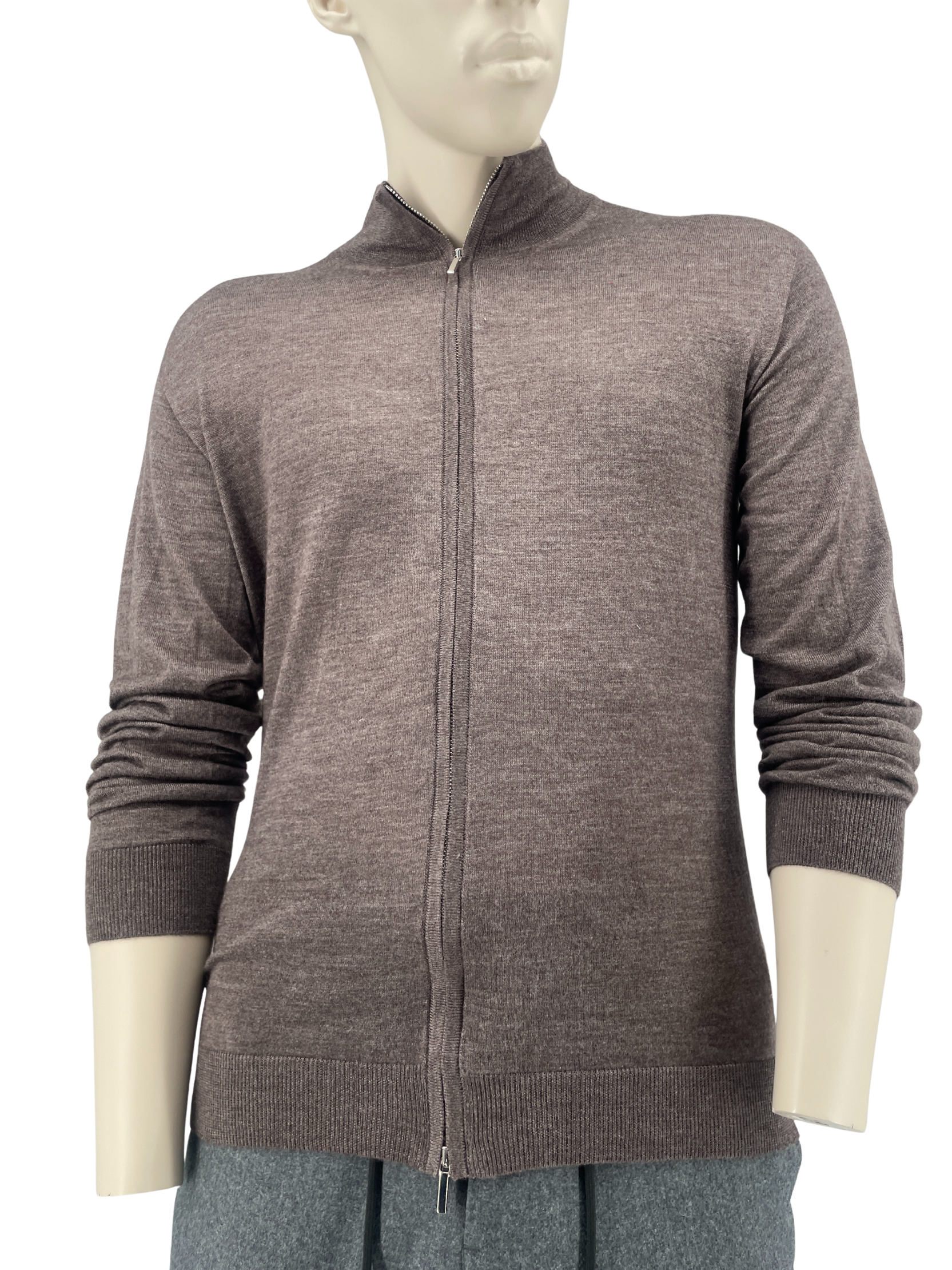 Strickjacke Full-Zip aus Kaschmir-Seide in Beige/braun