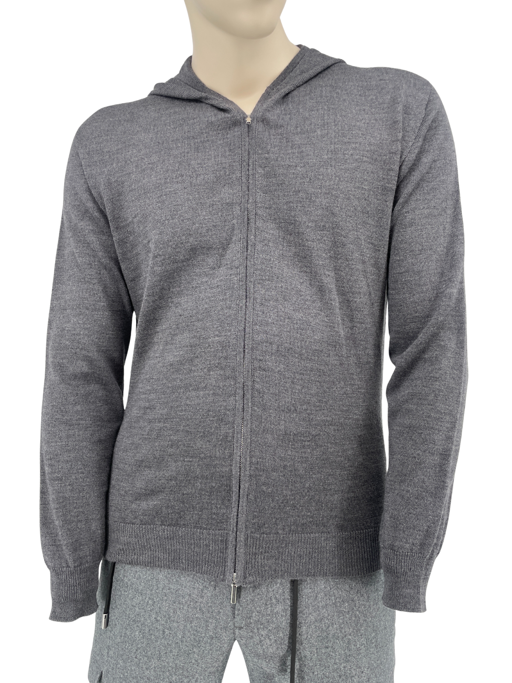 Merino Hoodie Full-Zip in Grau