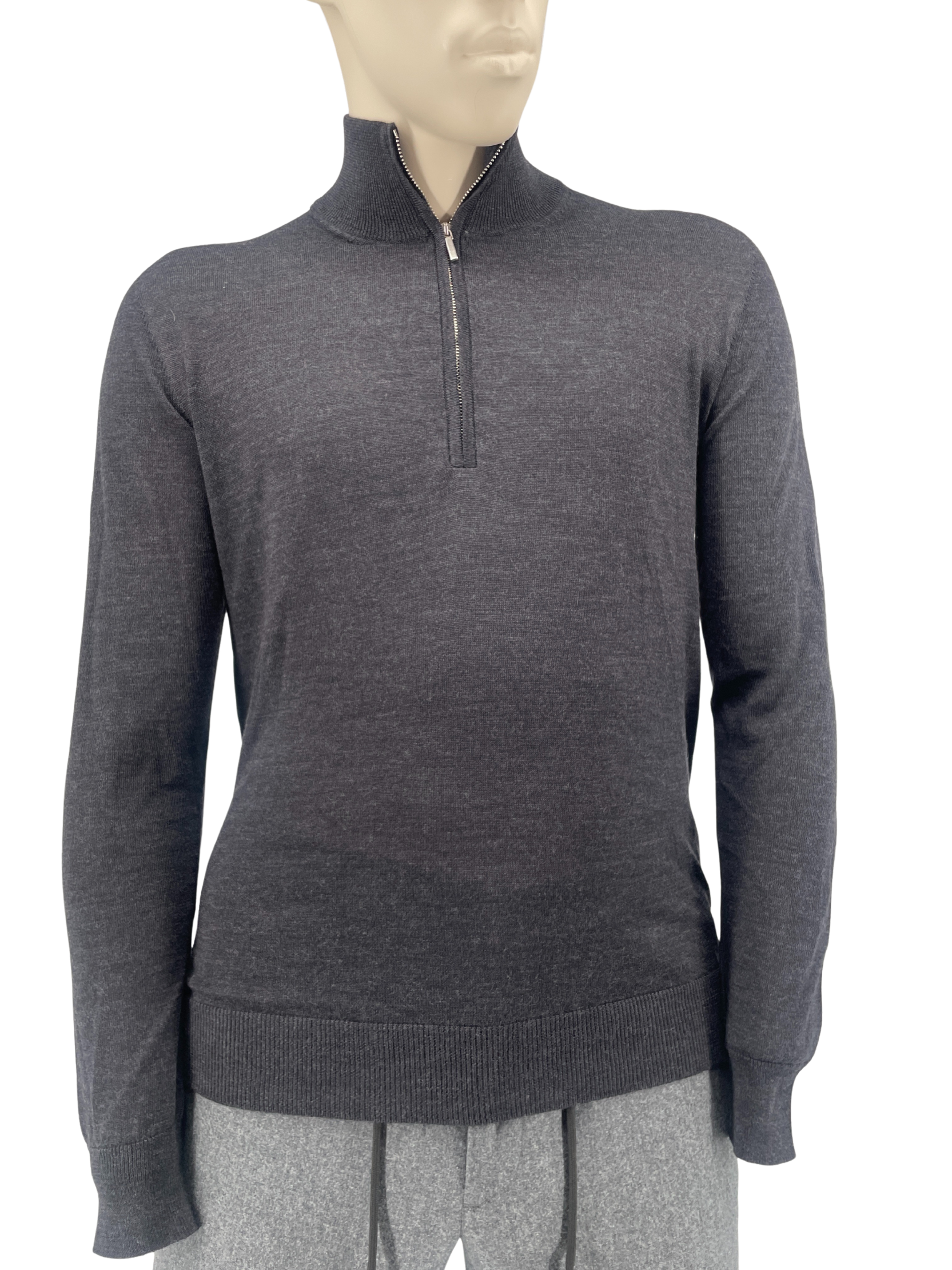 Merino Pullover Halfzip in Dunkelgrau