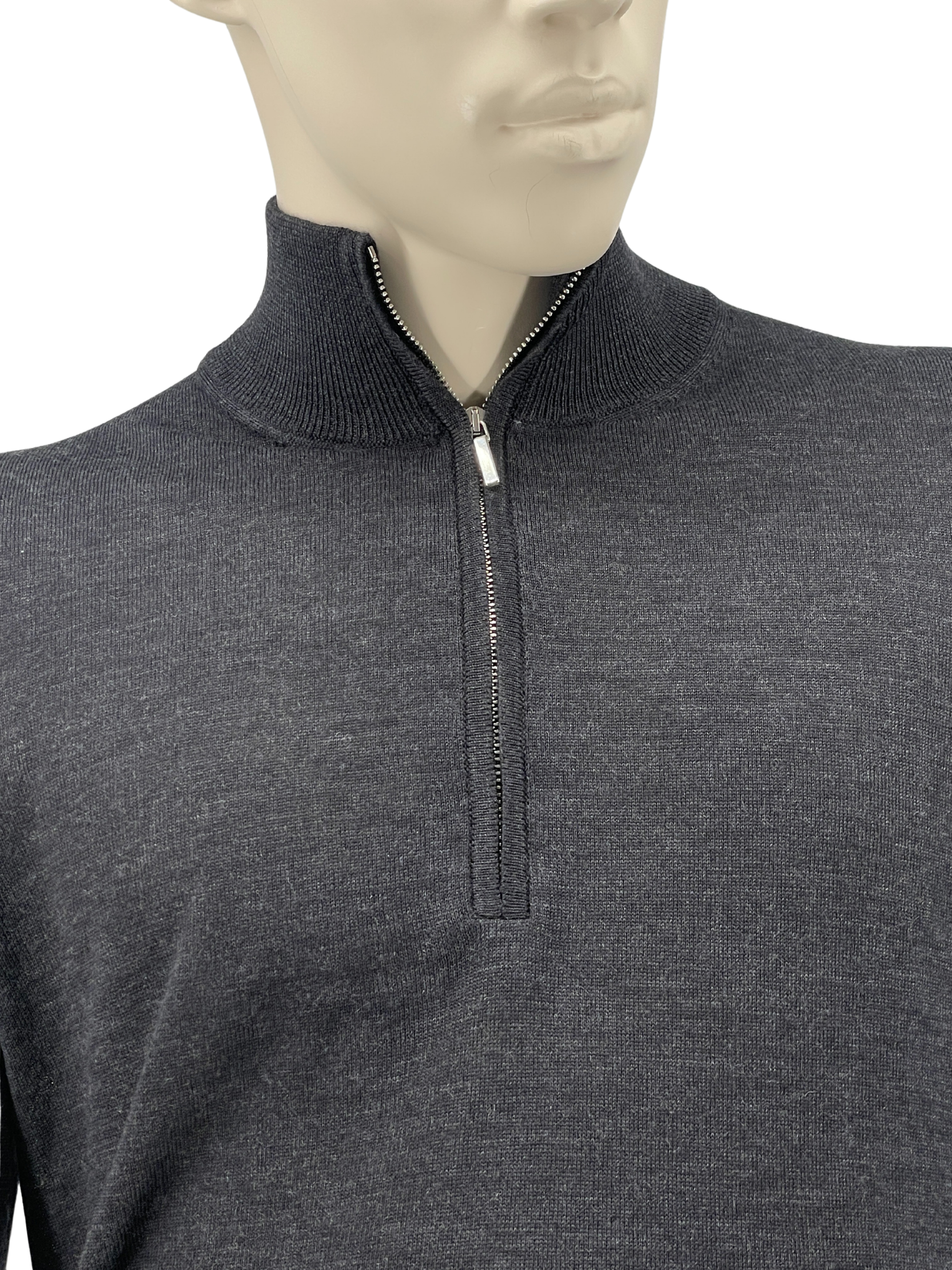 Merino Pullover Halfzip in Dunkelgrau