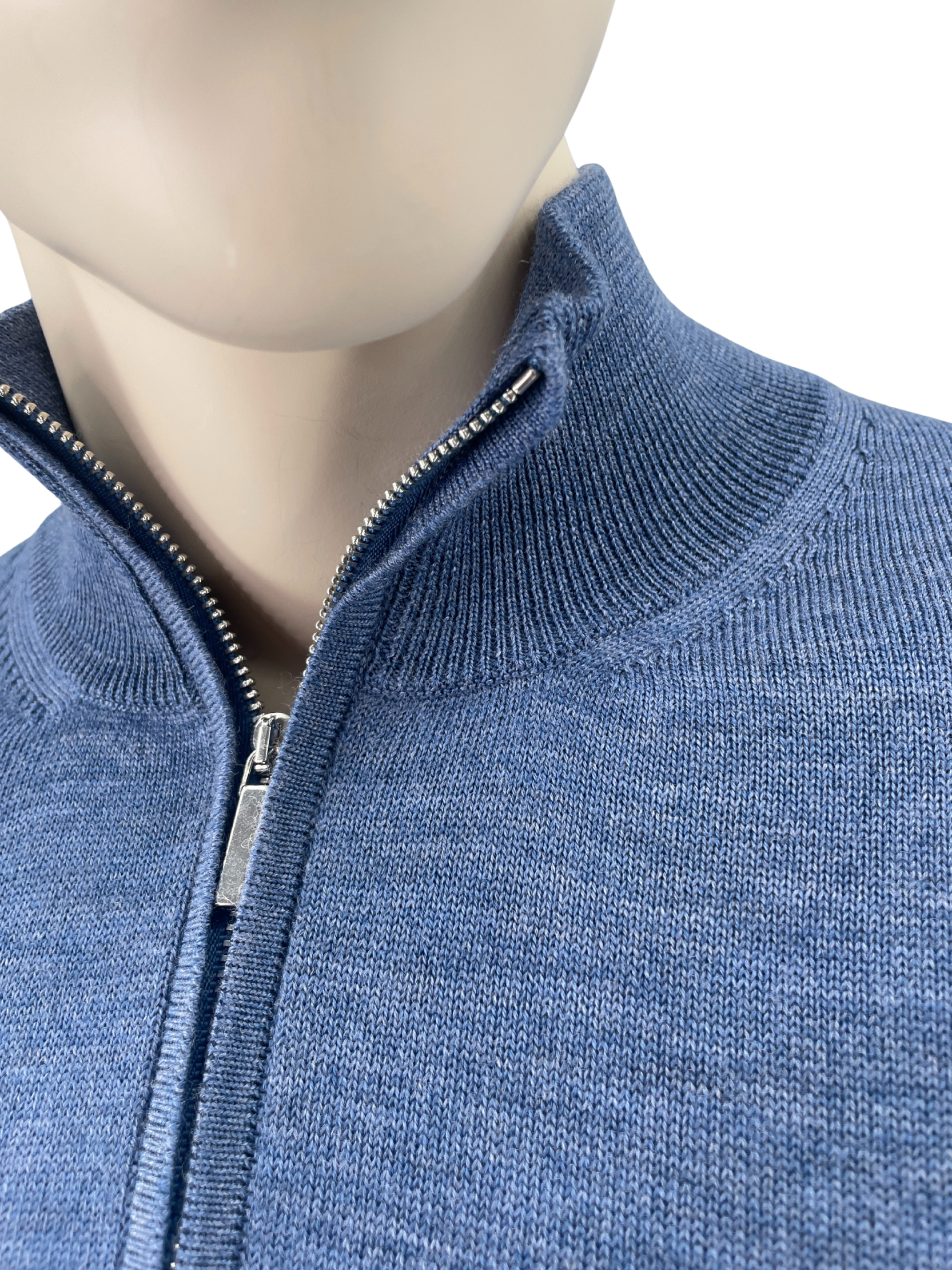 Merino Pullover Halfzip in Blau