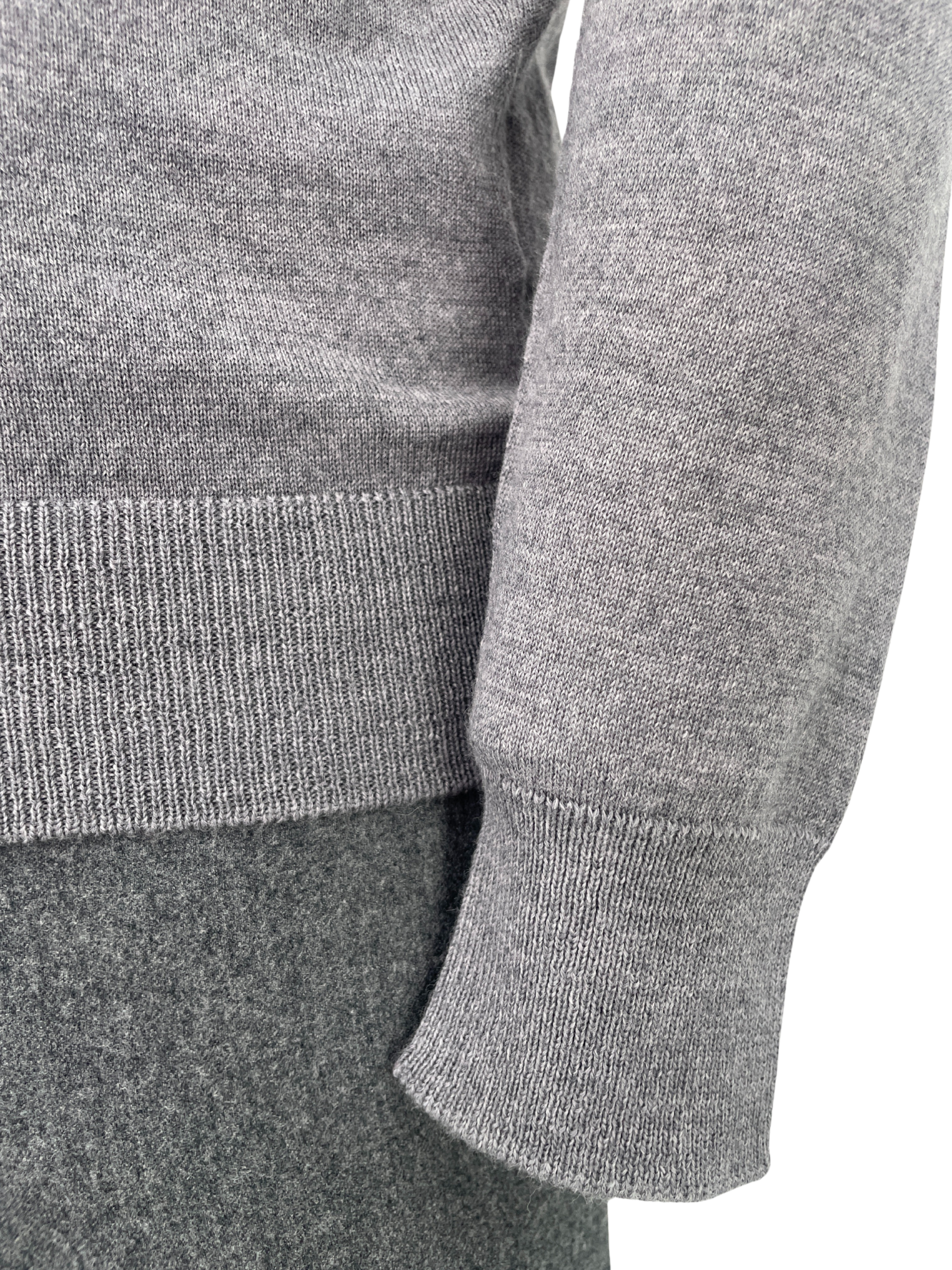 Polo langarm Merino grau