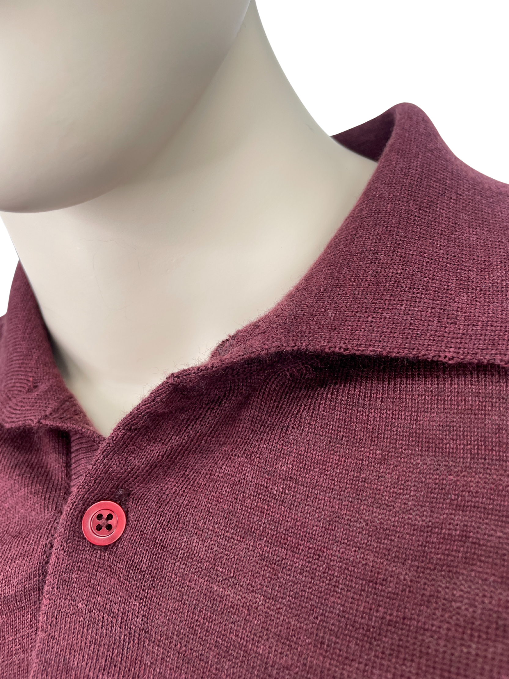 Merino Polo langärmlig in Dunkelrot