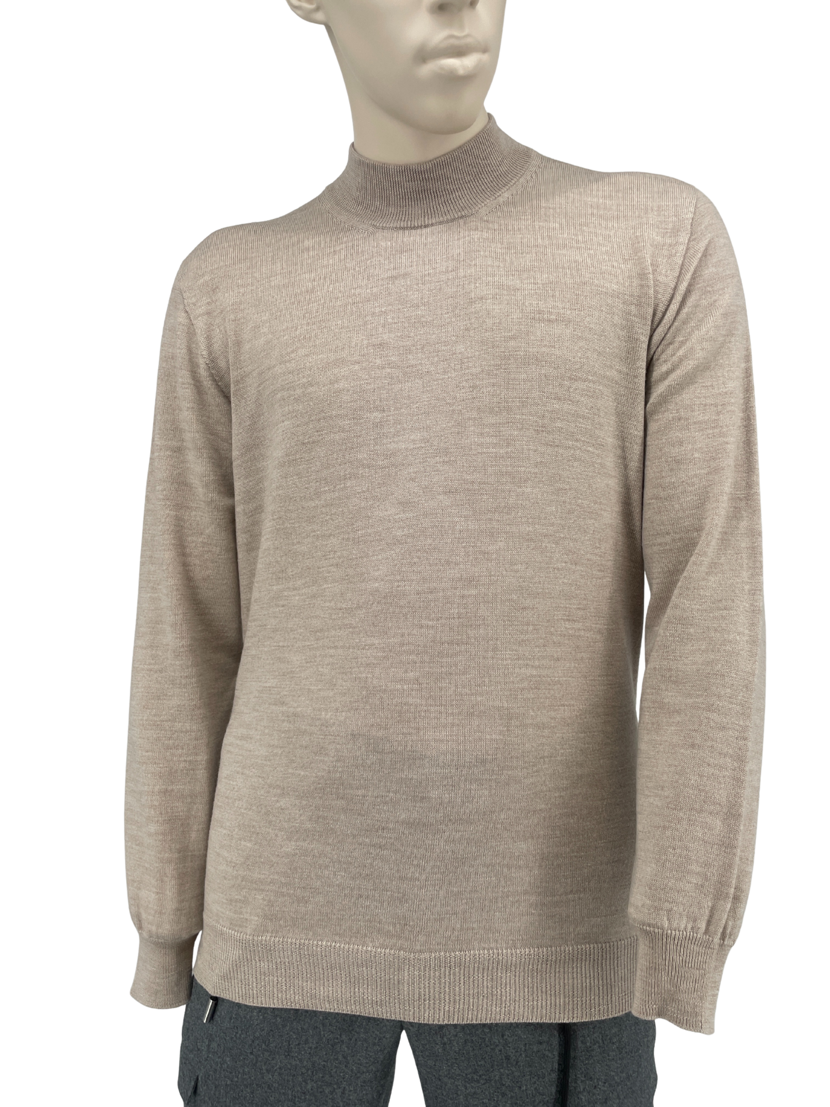 Merino Stehkragen Pullover Beige