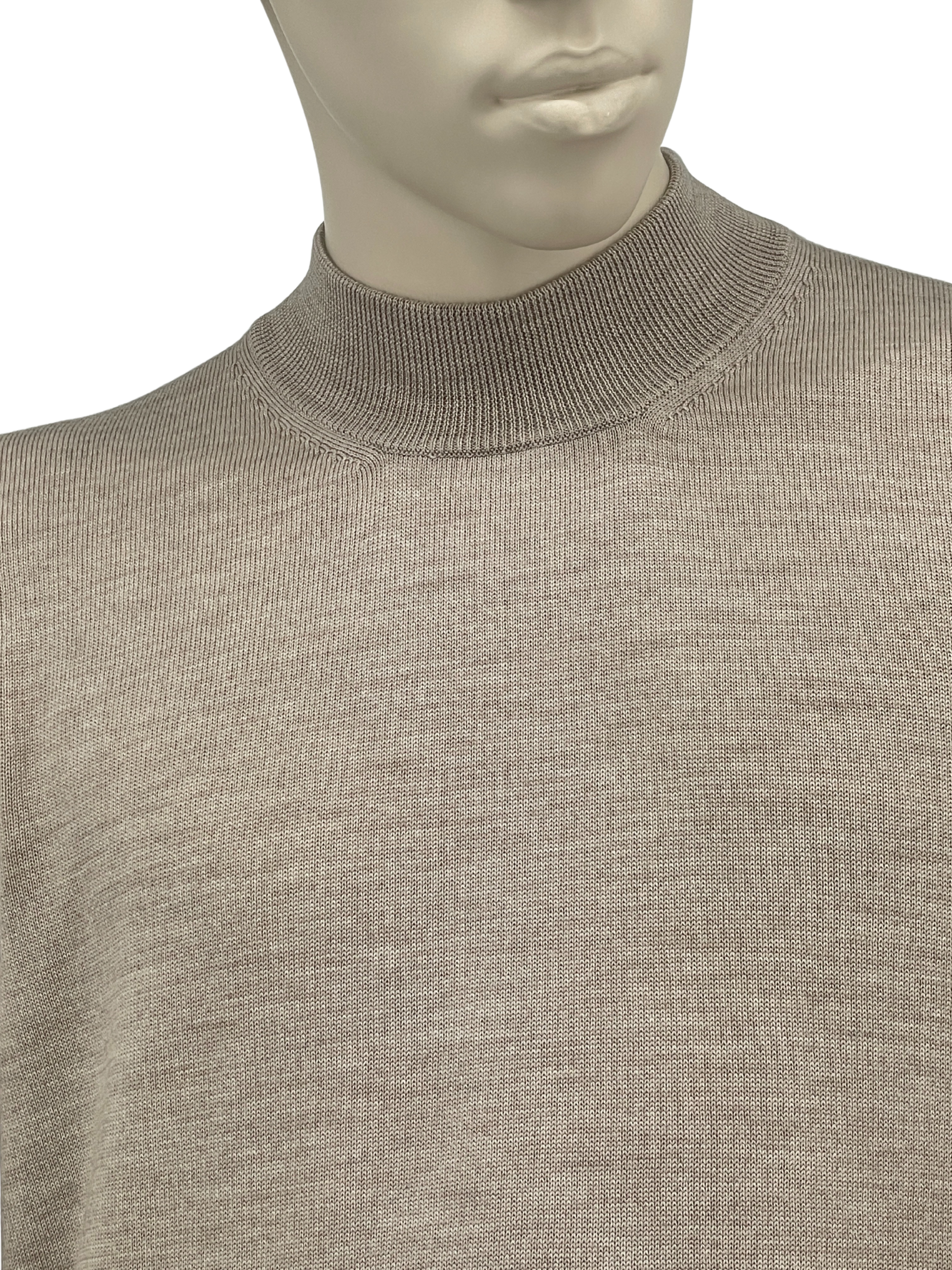 Merino Stehkragen Pullover Beige