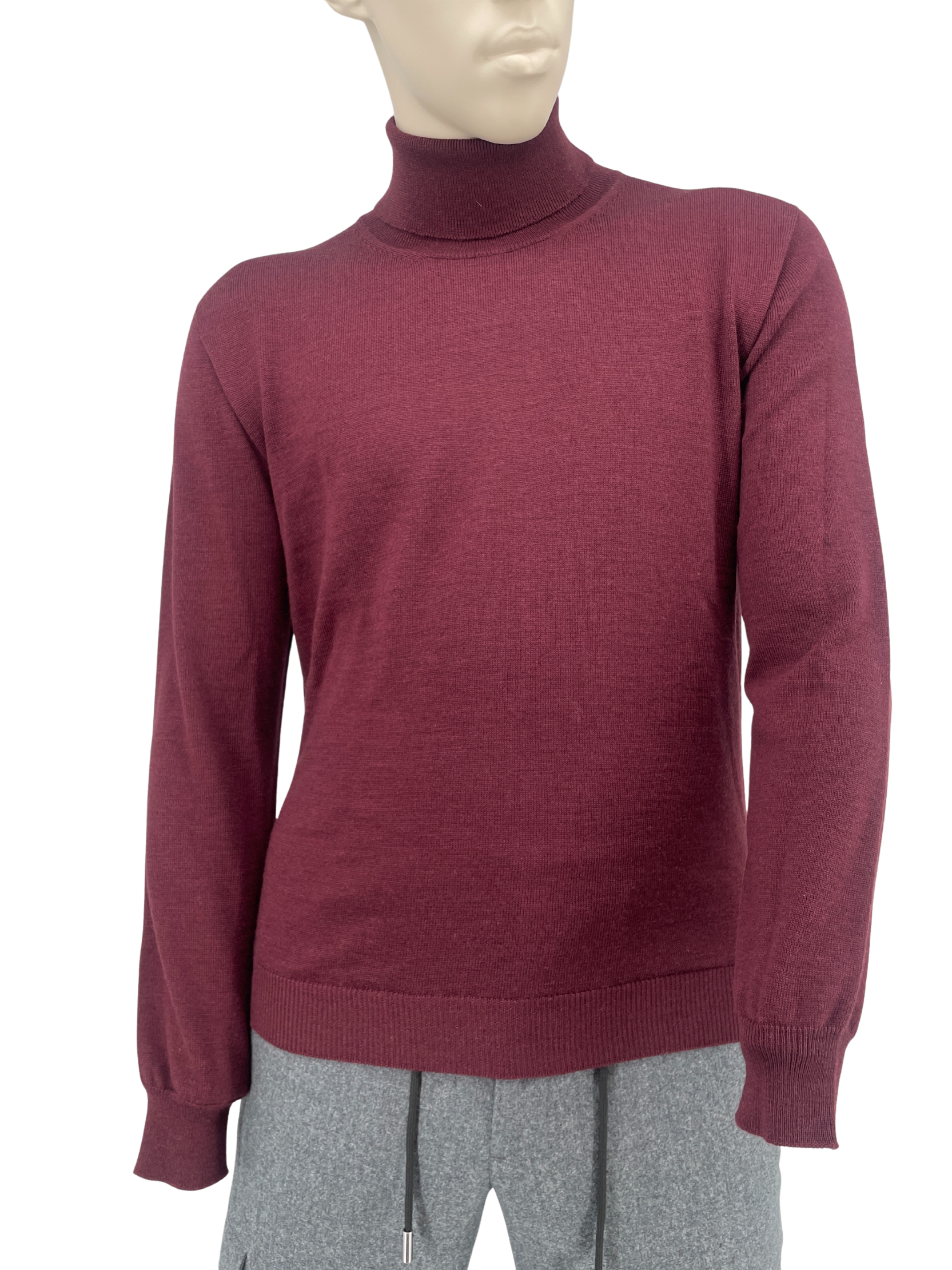 Merino Rollkragen Pullover in Burgunderrot