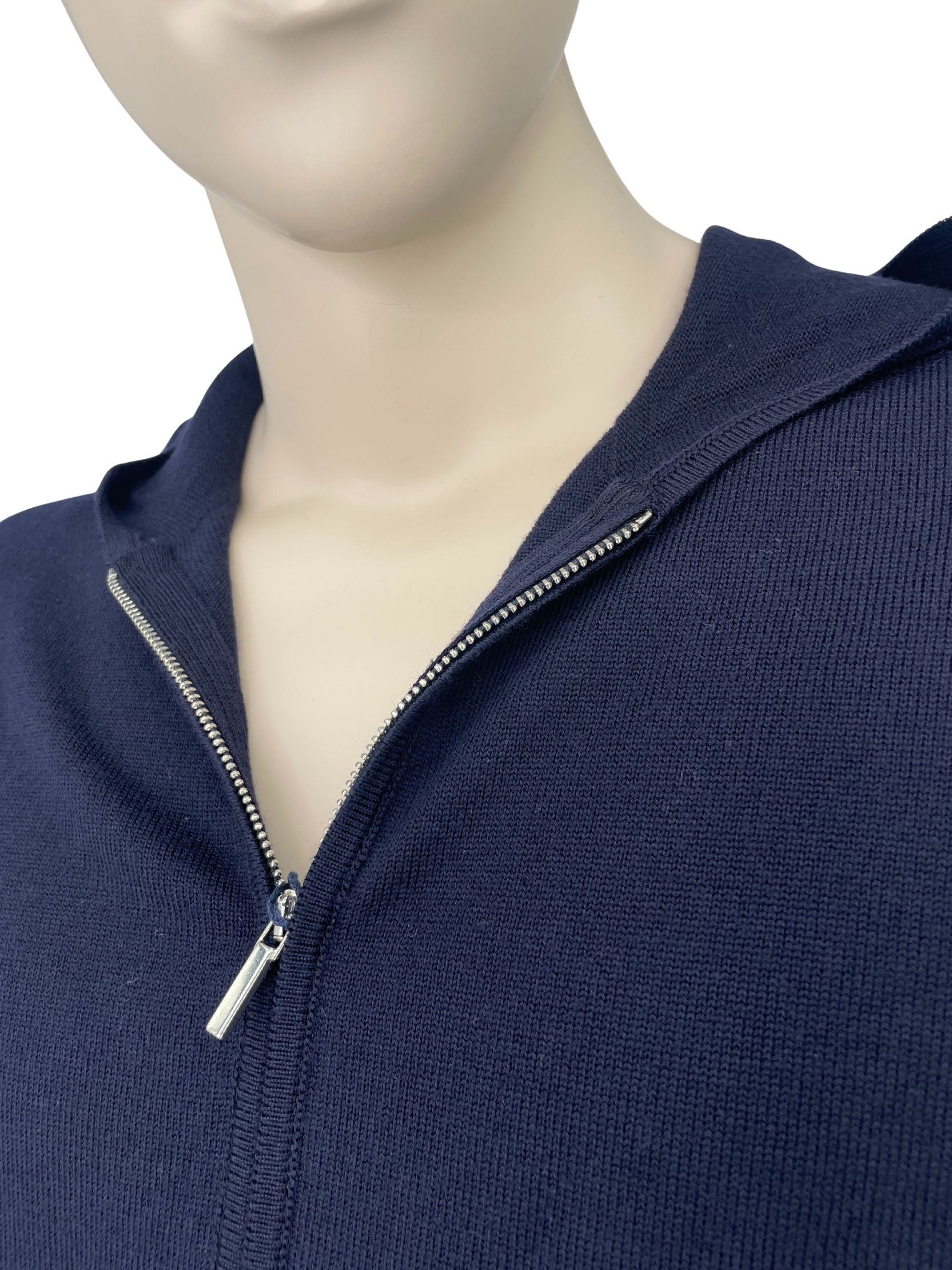 Merino Hoodie mit Reißverschluß in Dunkelblau