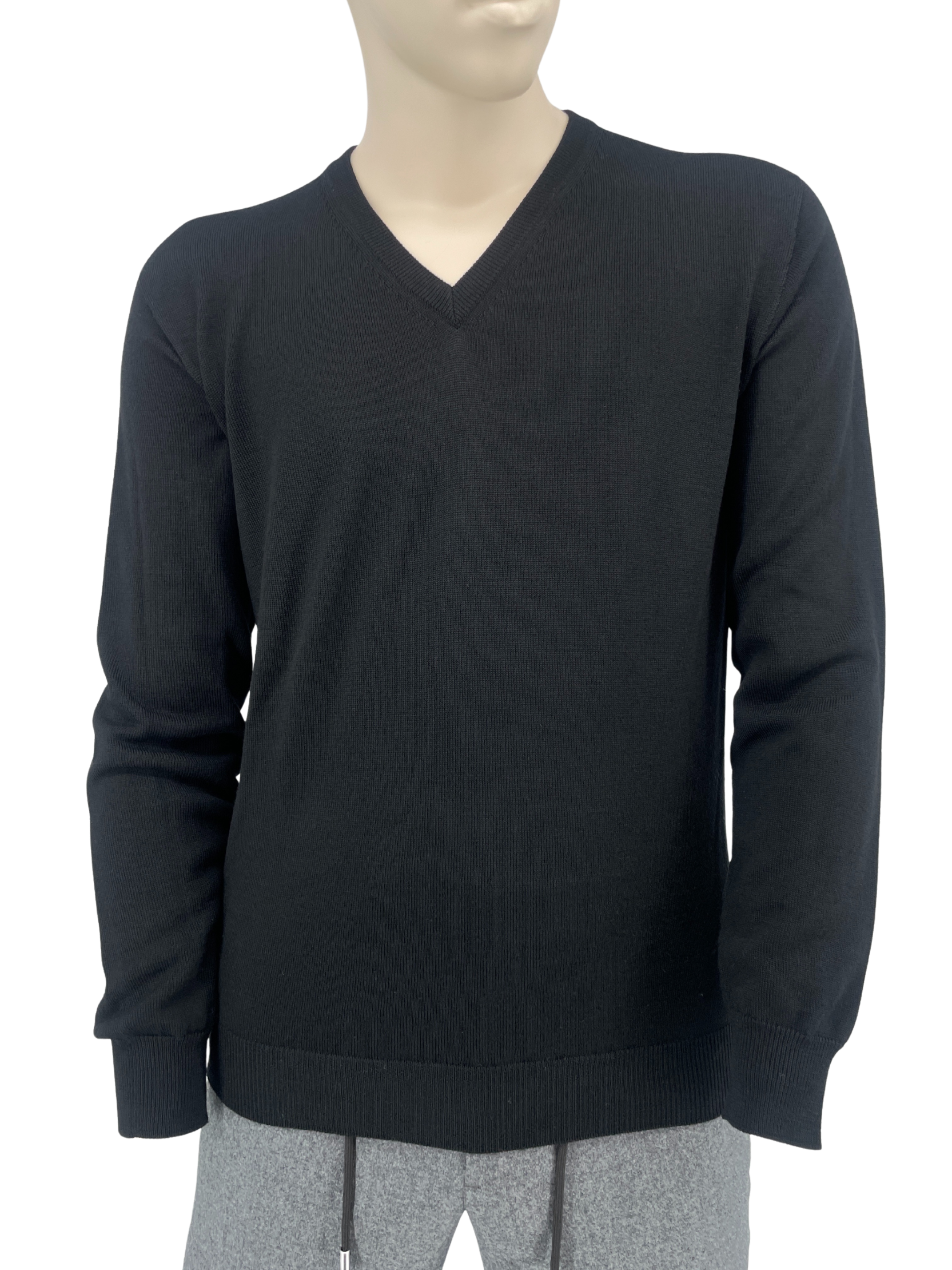 Merino V-Pullover in Schwarz
