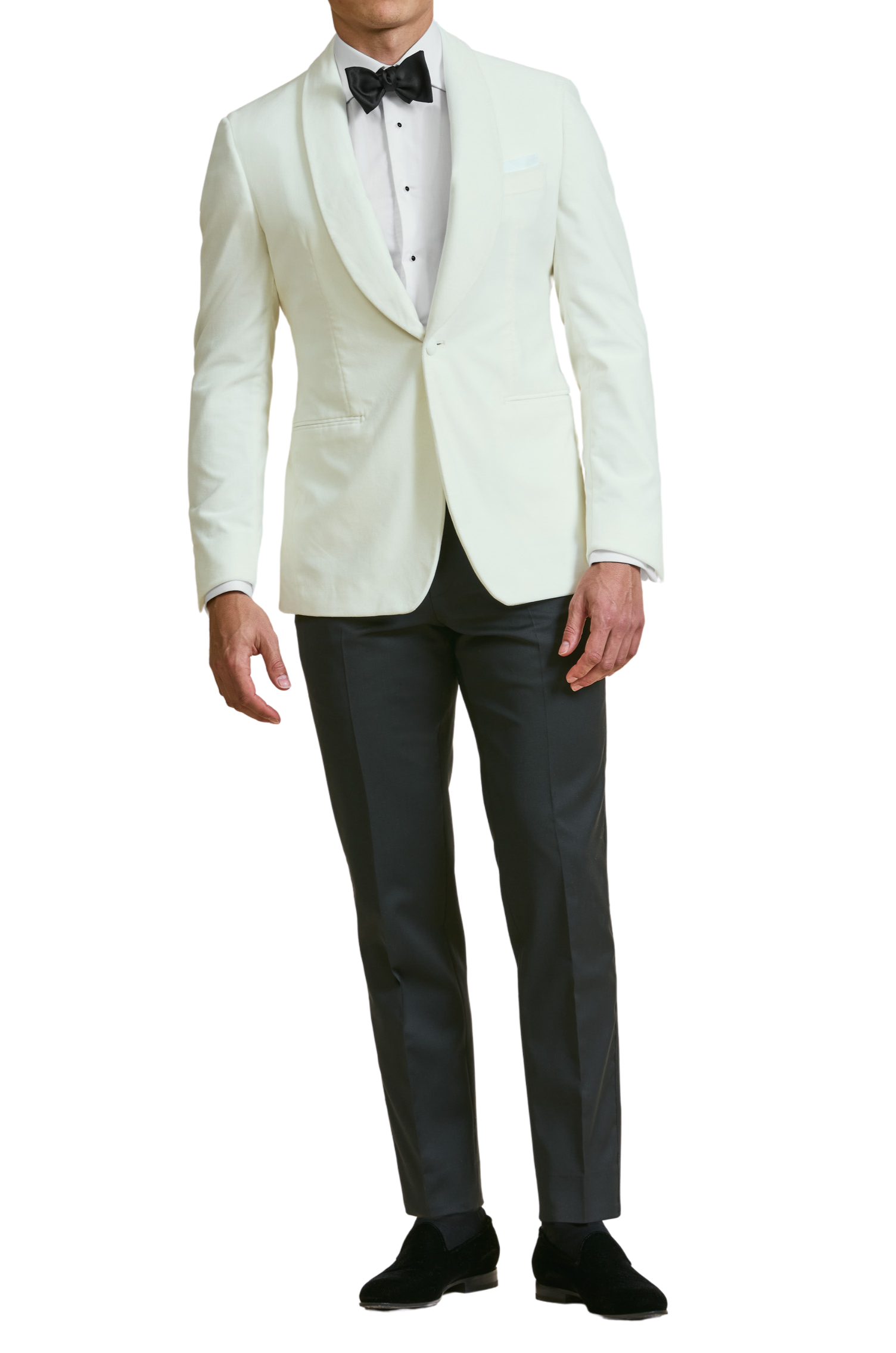 Diner Jacket weiß Samt mit Schalkragen